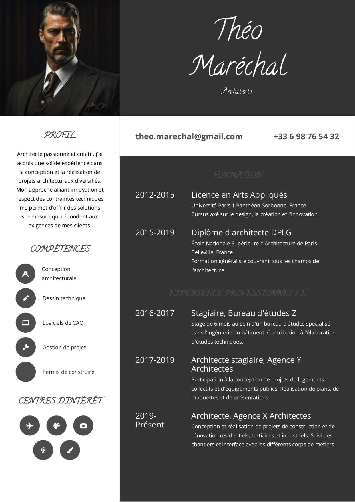 exemple cv architecte