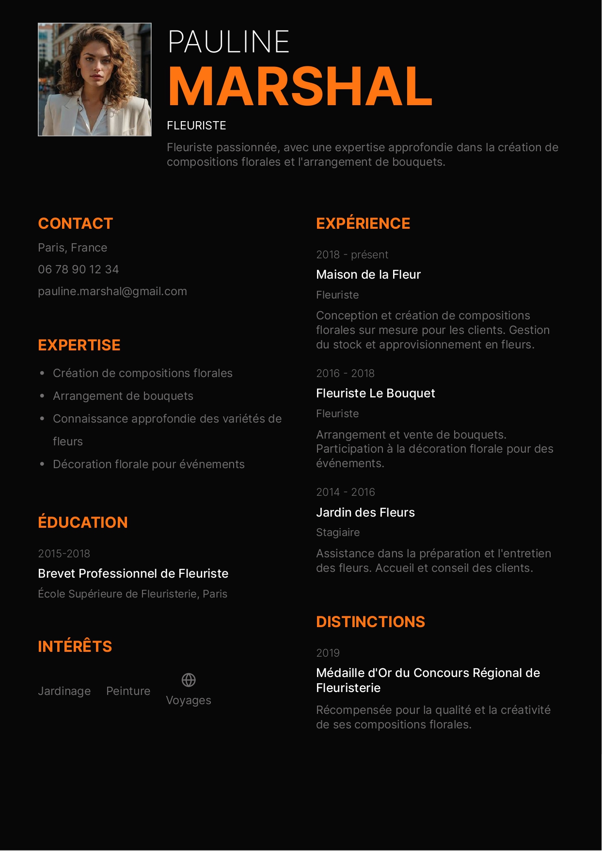 exemple cv fleuriste