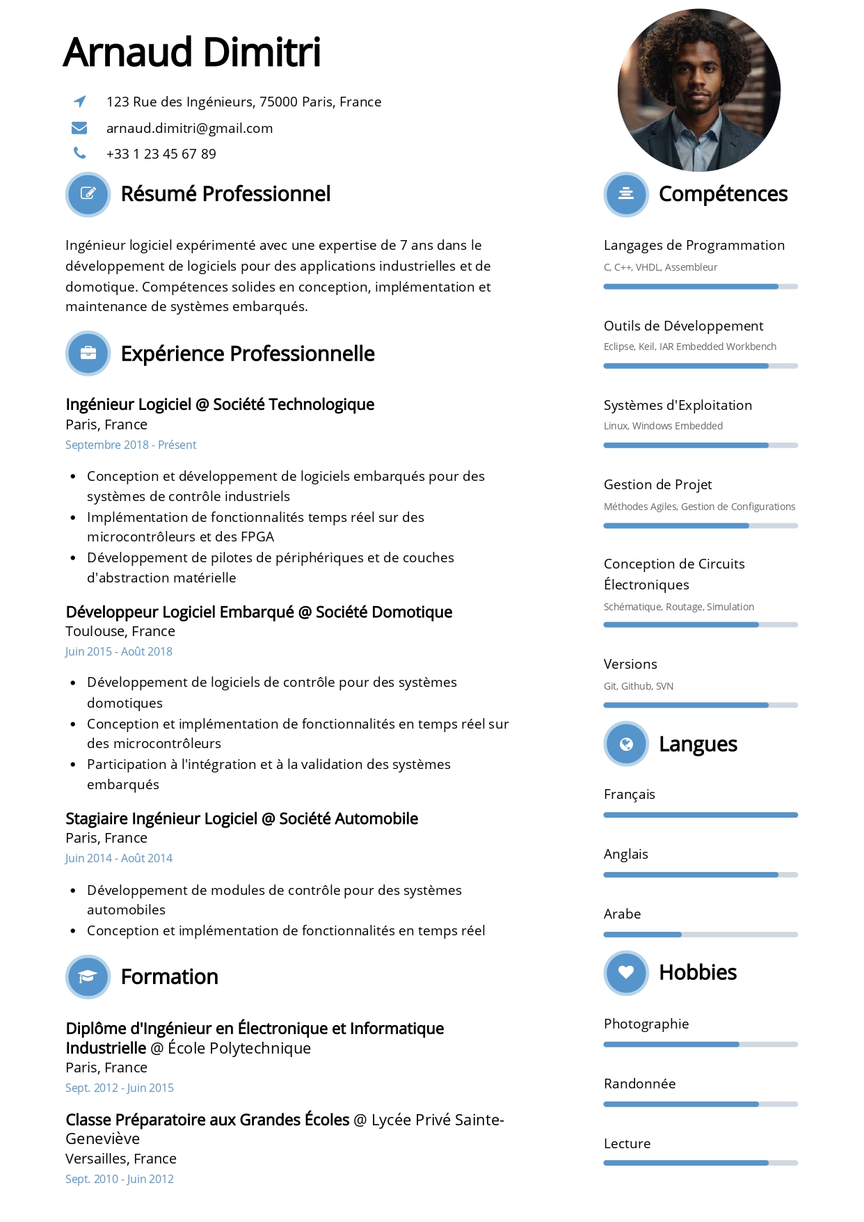 exemple cv ingenieur logiciel