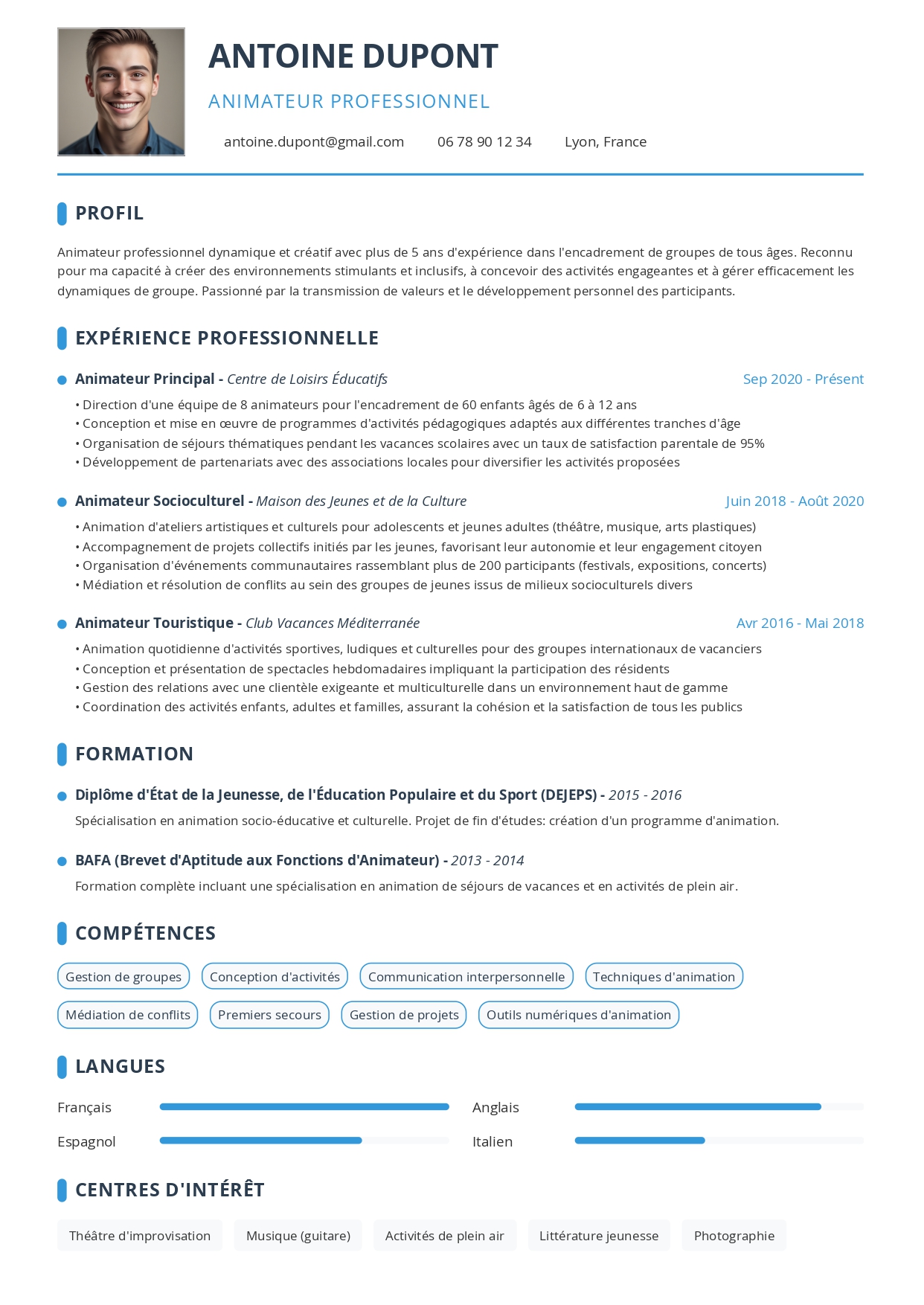 Exemple de CV Animateur