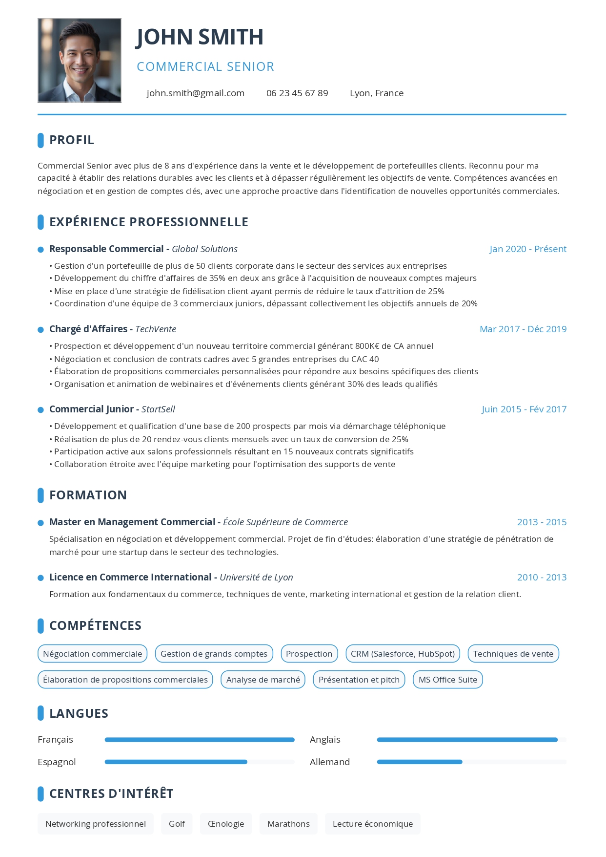 Exemple de CV Commercial