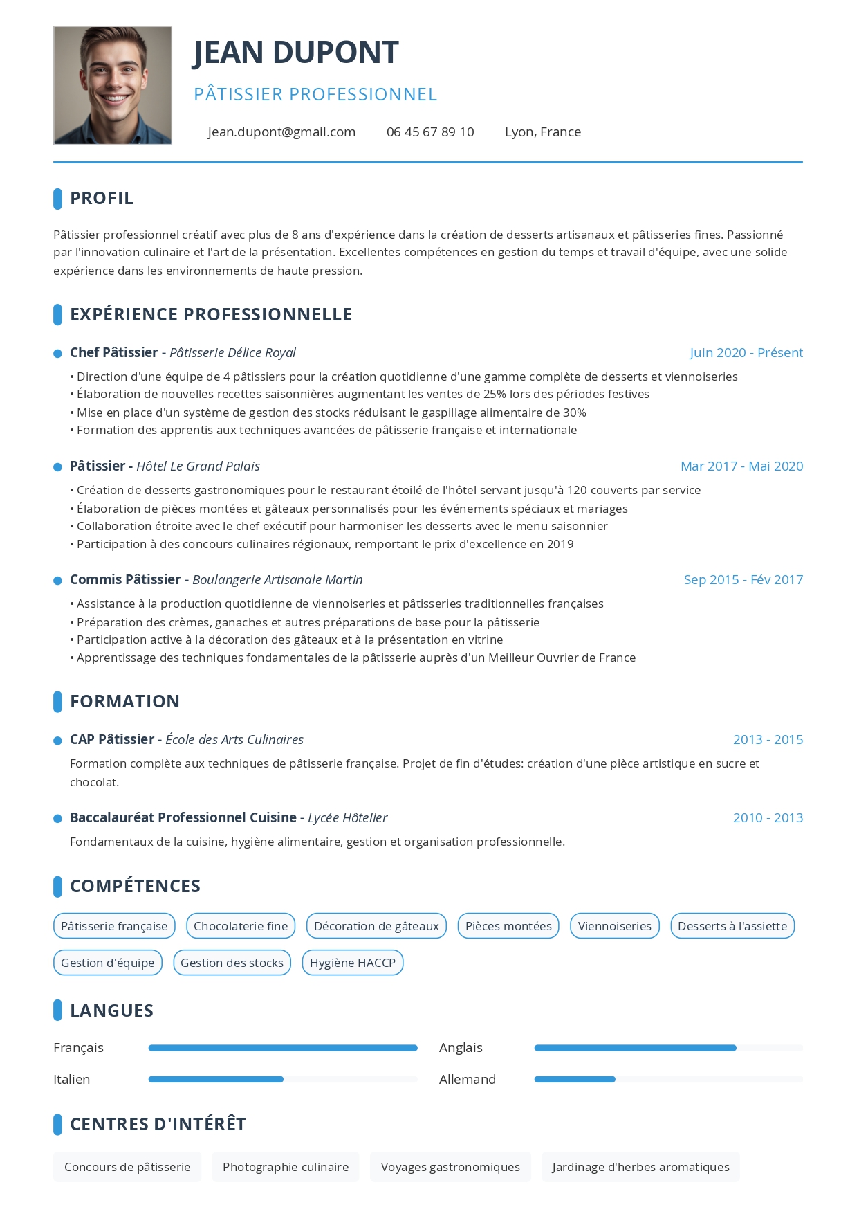 Exemple de CV Pâtissier
