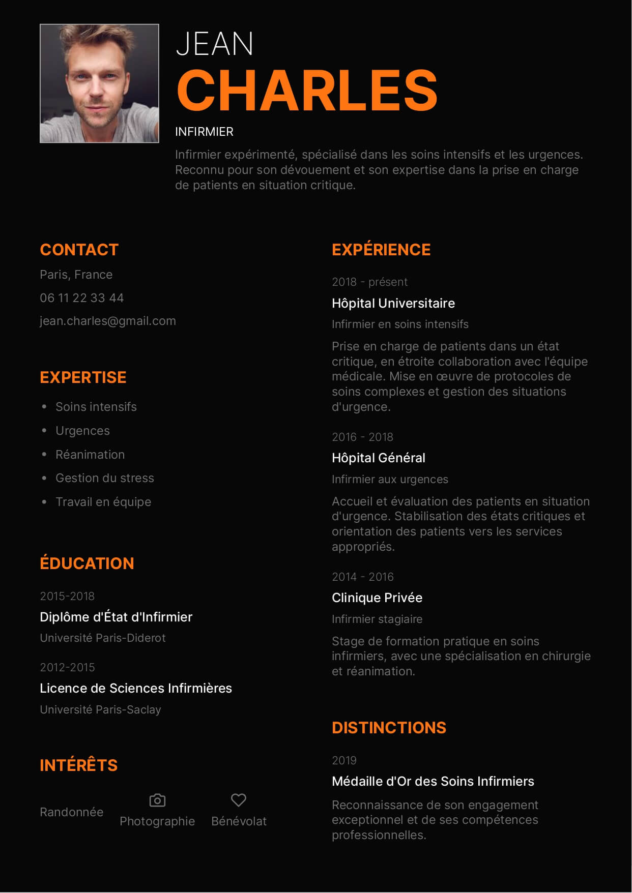 exemple cv infirmier