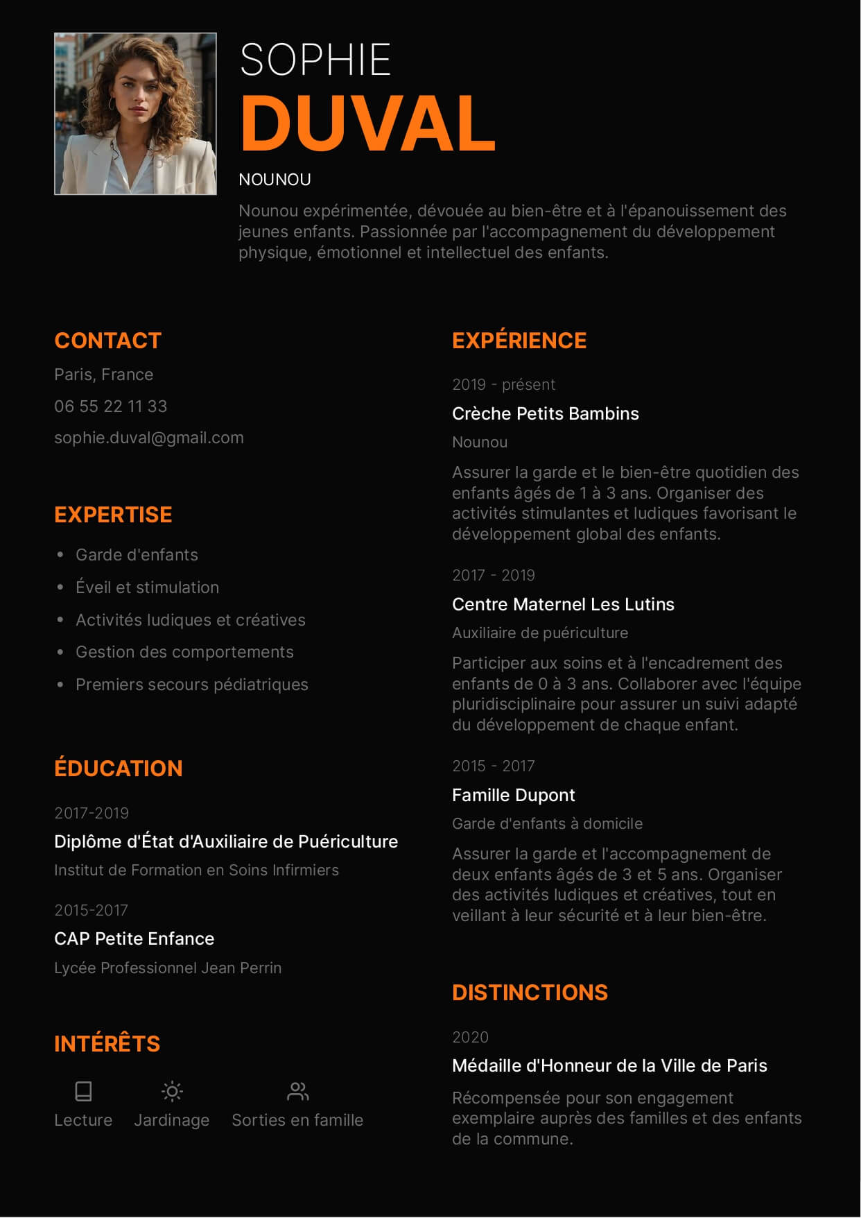 exemple cv baby-sitter