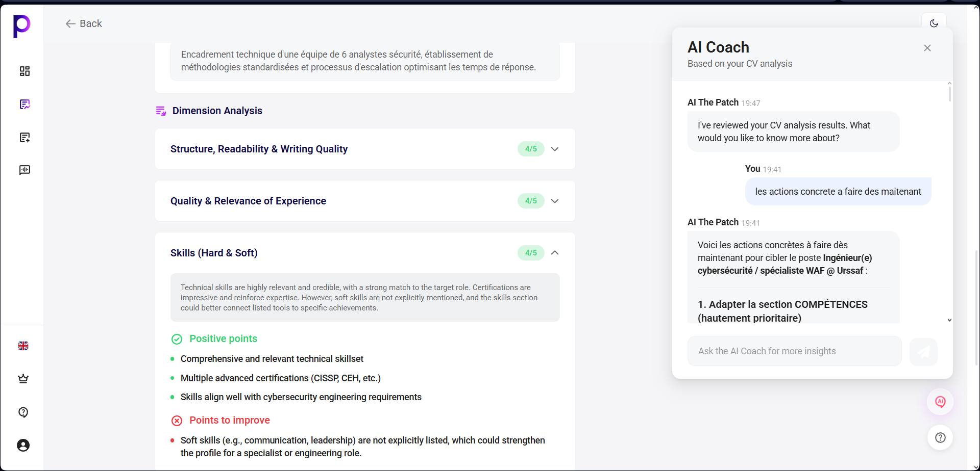 Chat avec le coach IA The Patch