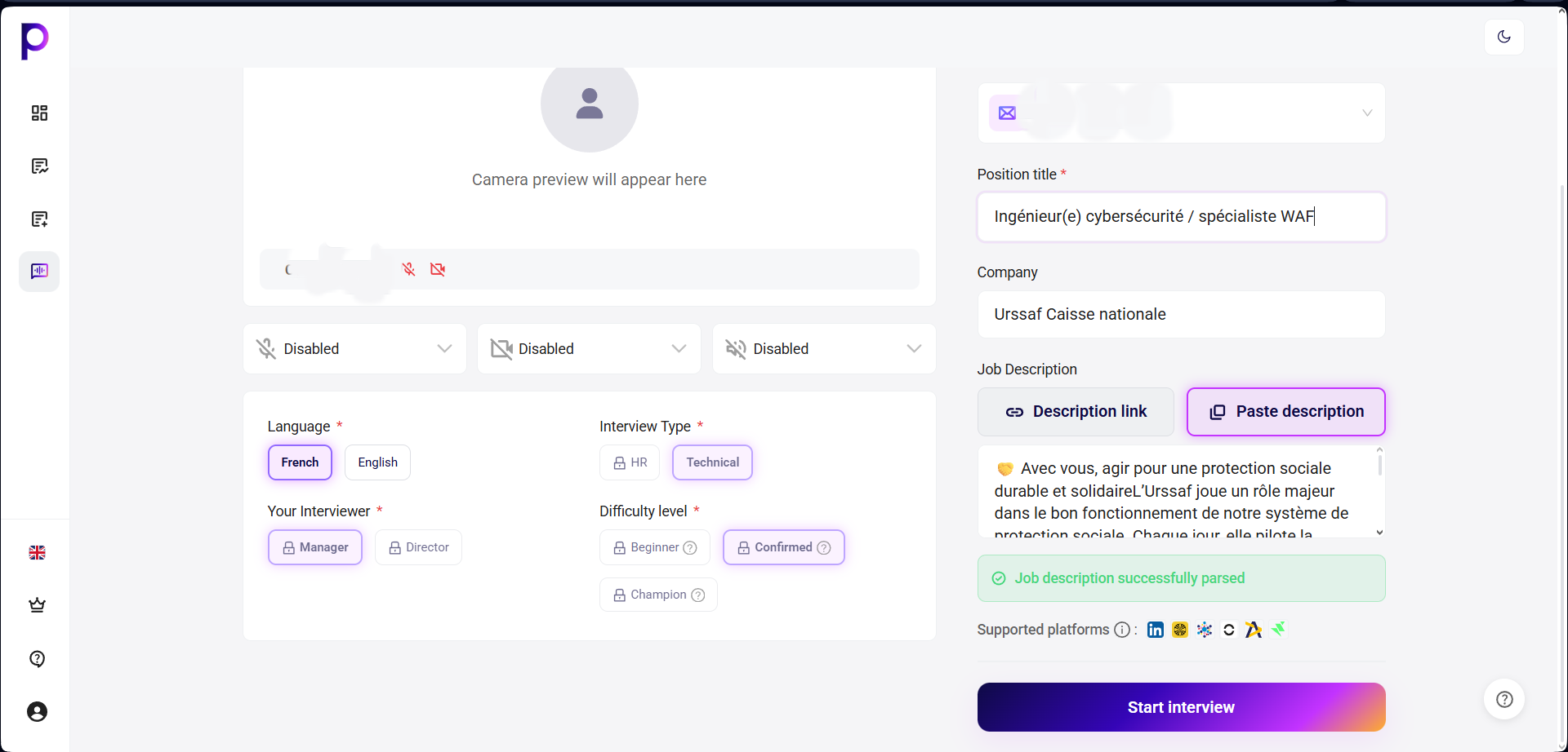 Configuration de l'entretien technique