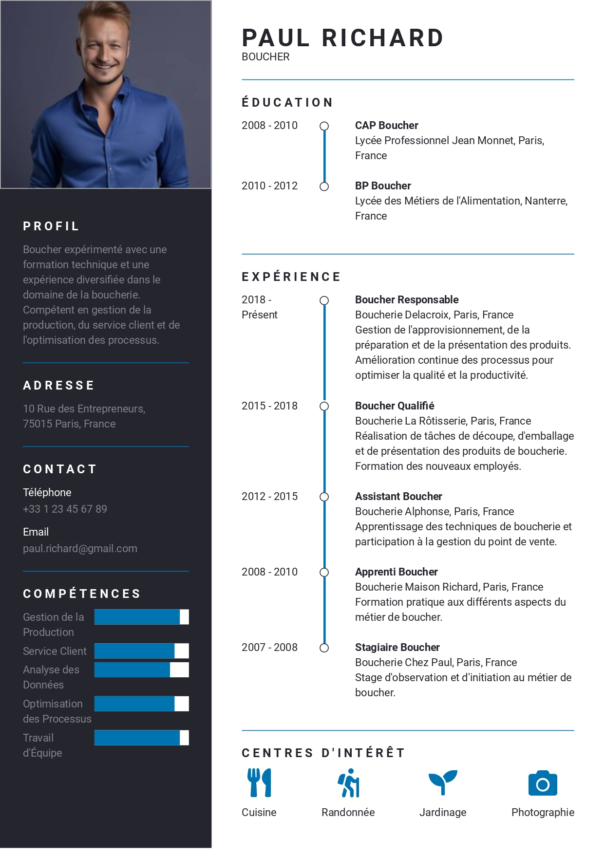 exemple cv boucher