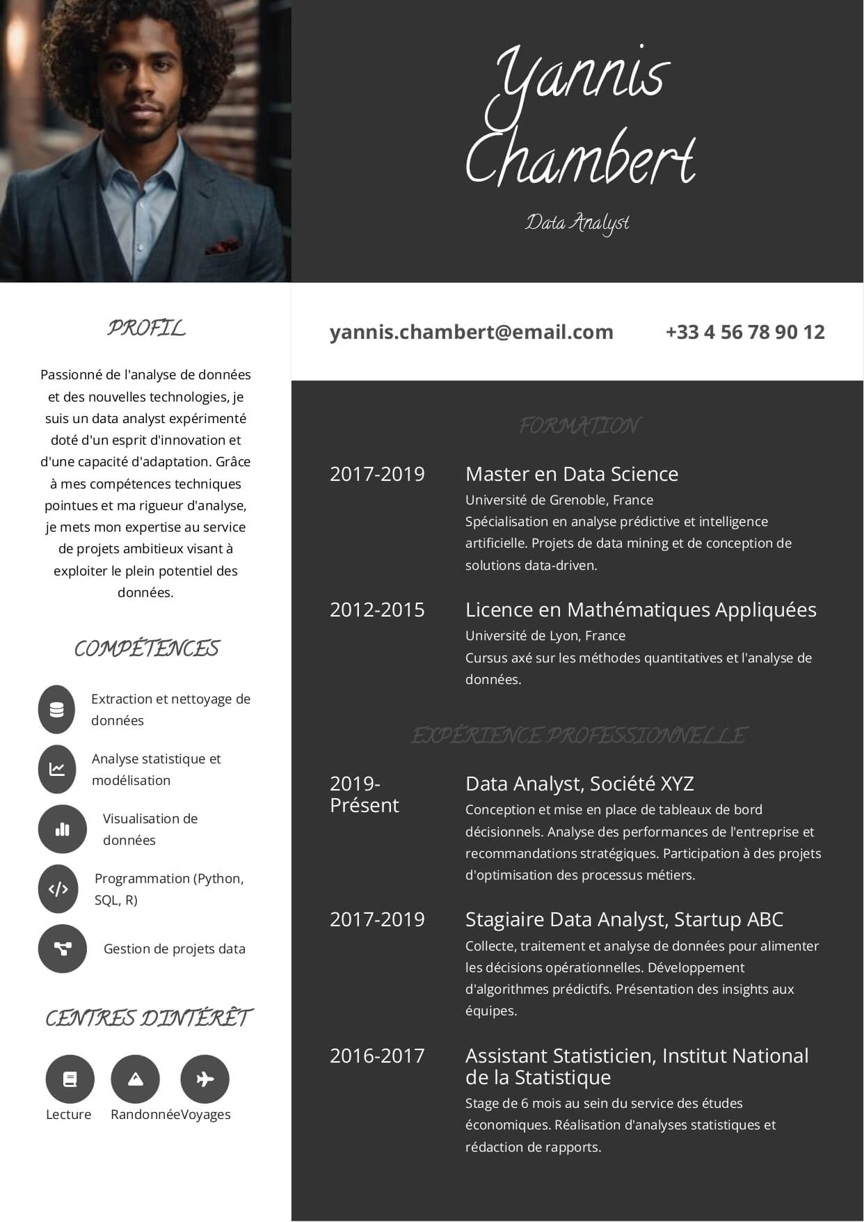 exemple cv analyste de donnees