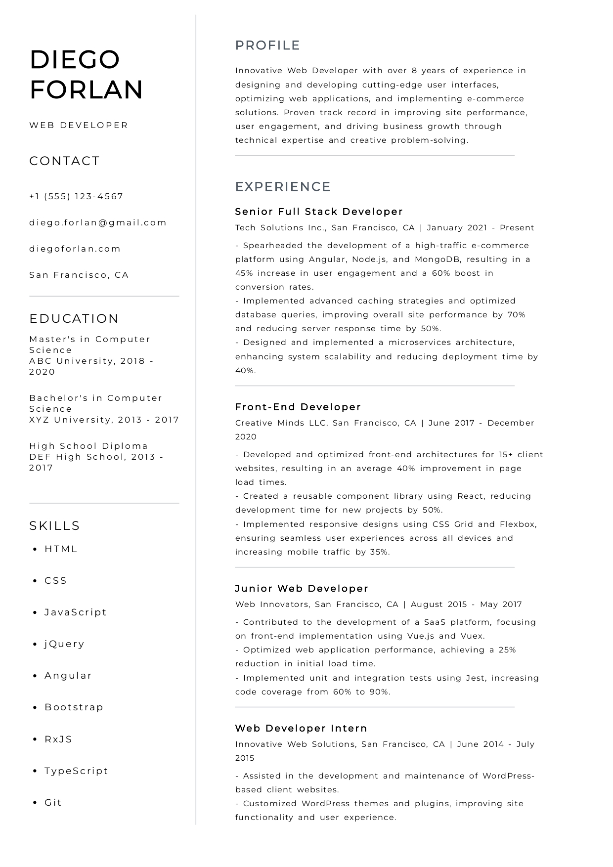 exemple cv harvard