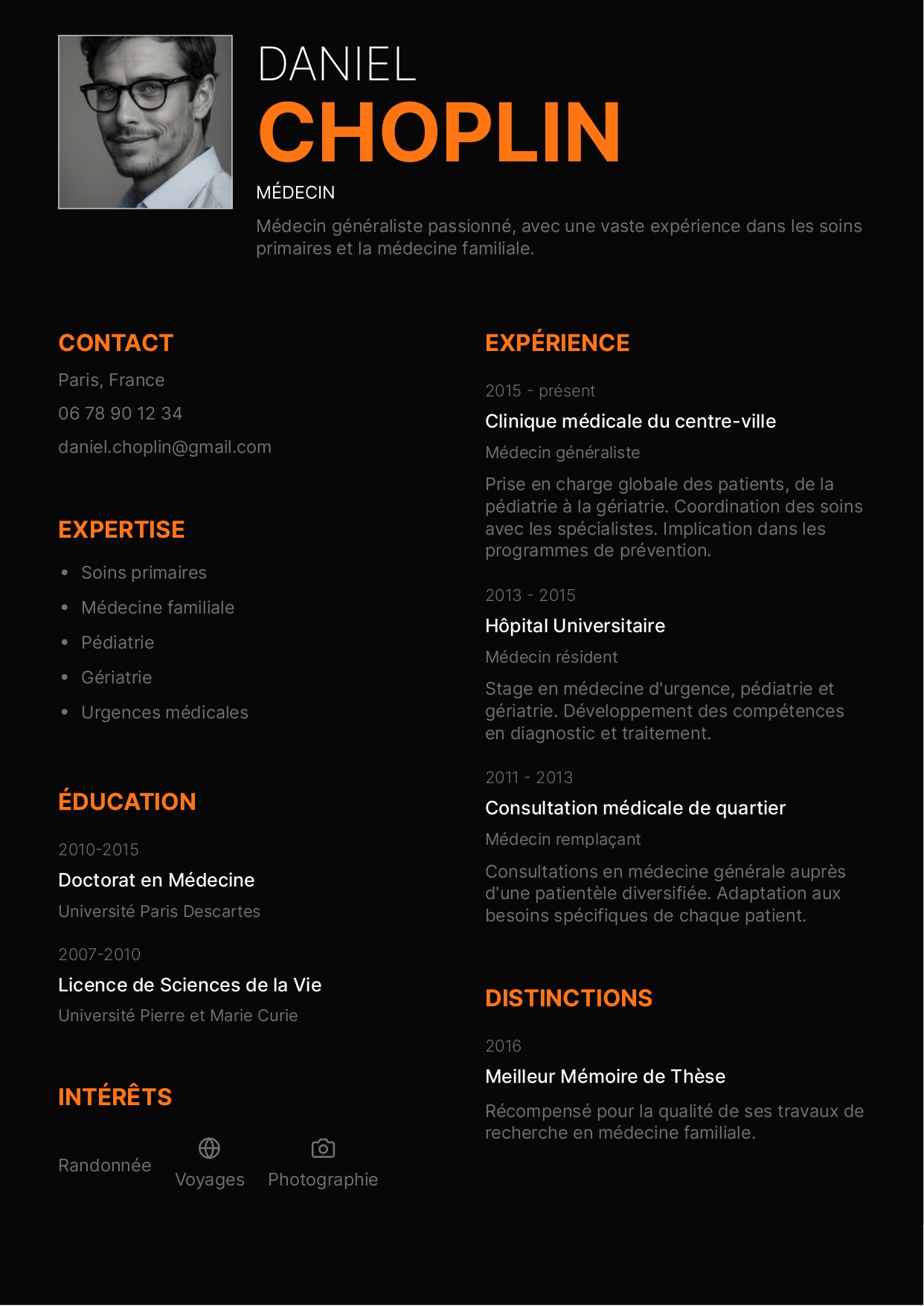 exemple cv medecin