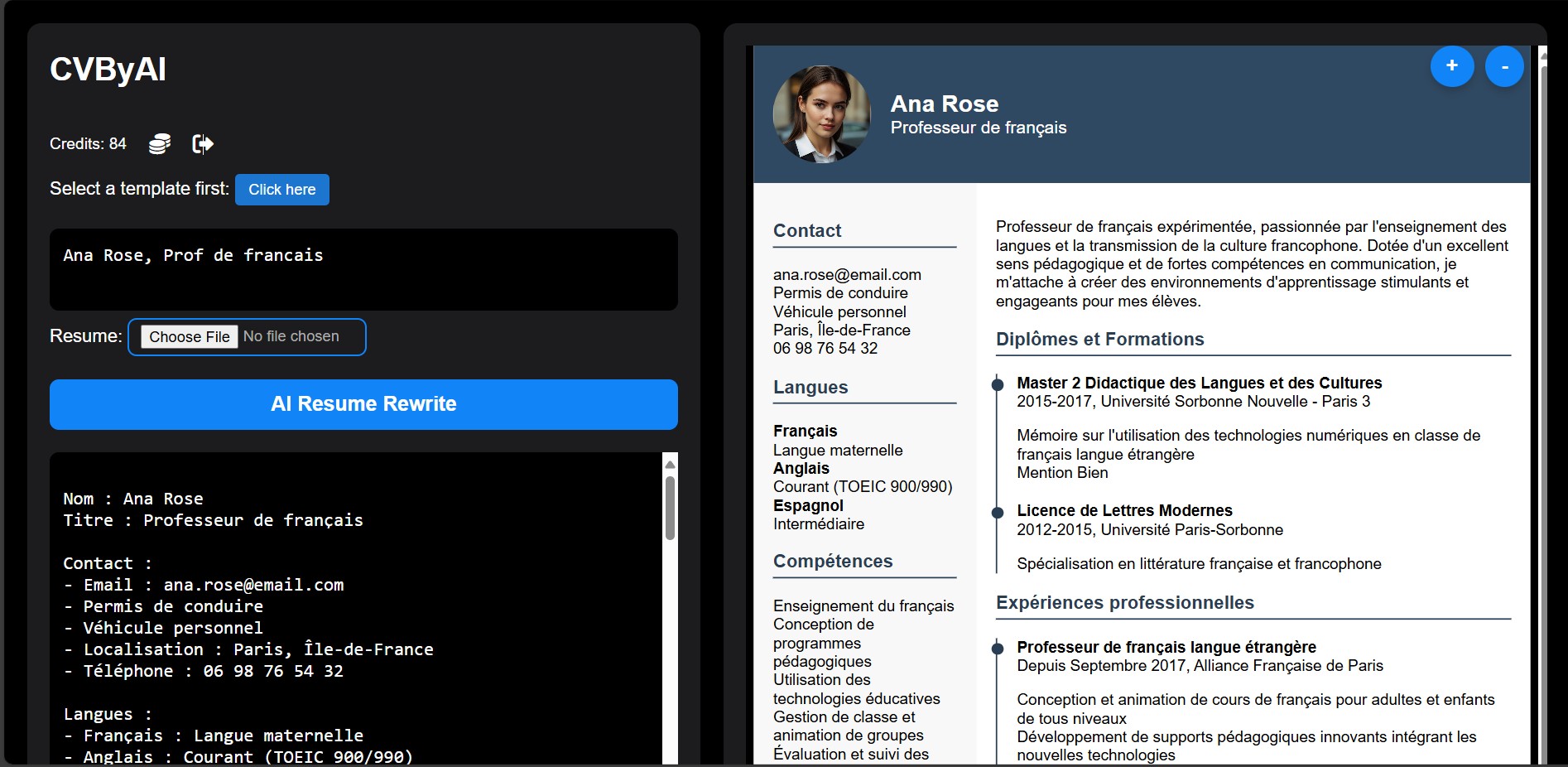 Générateur de CV IA en ligne