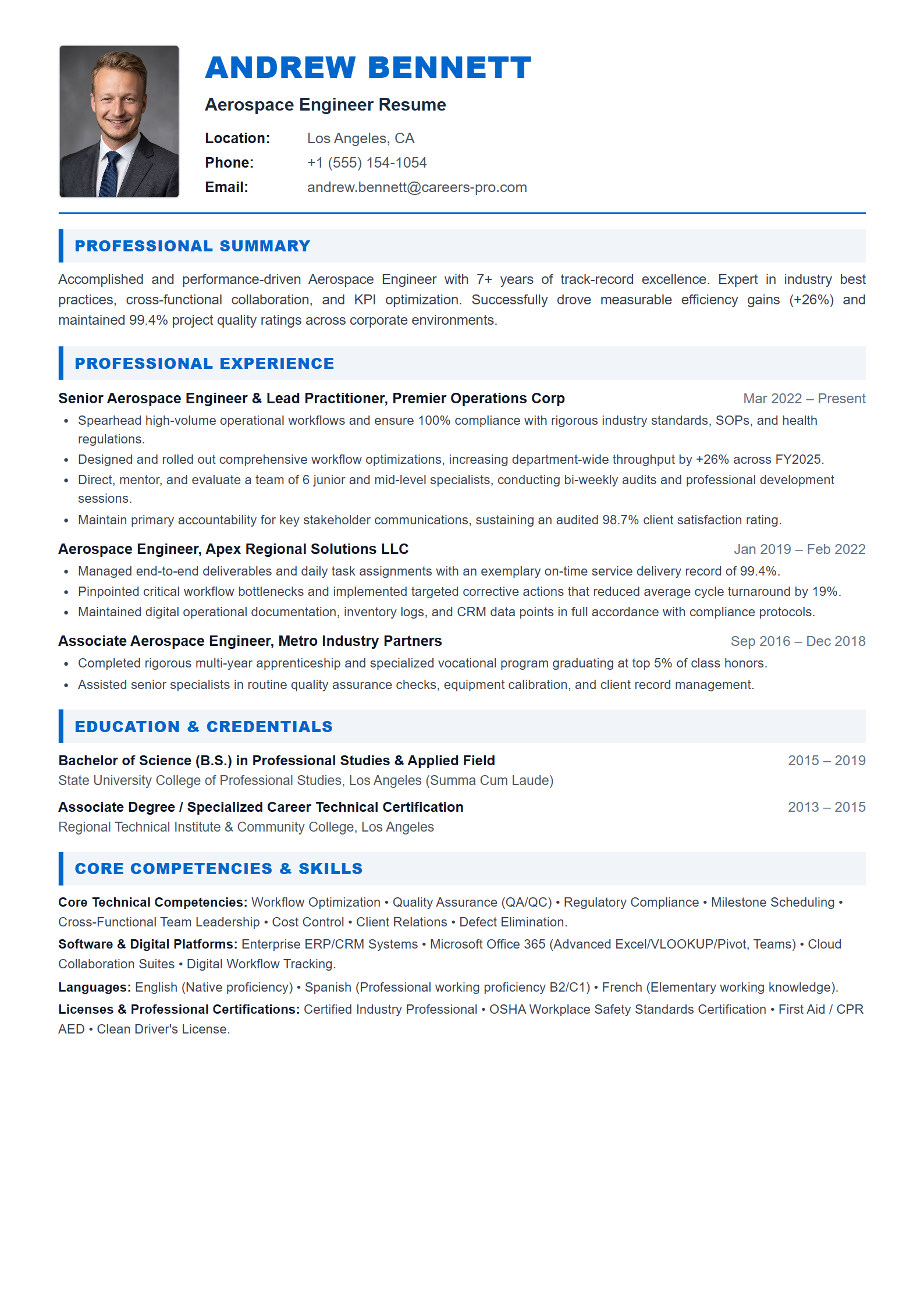 Aerospace Engineer Resume Example