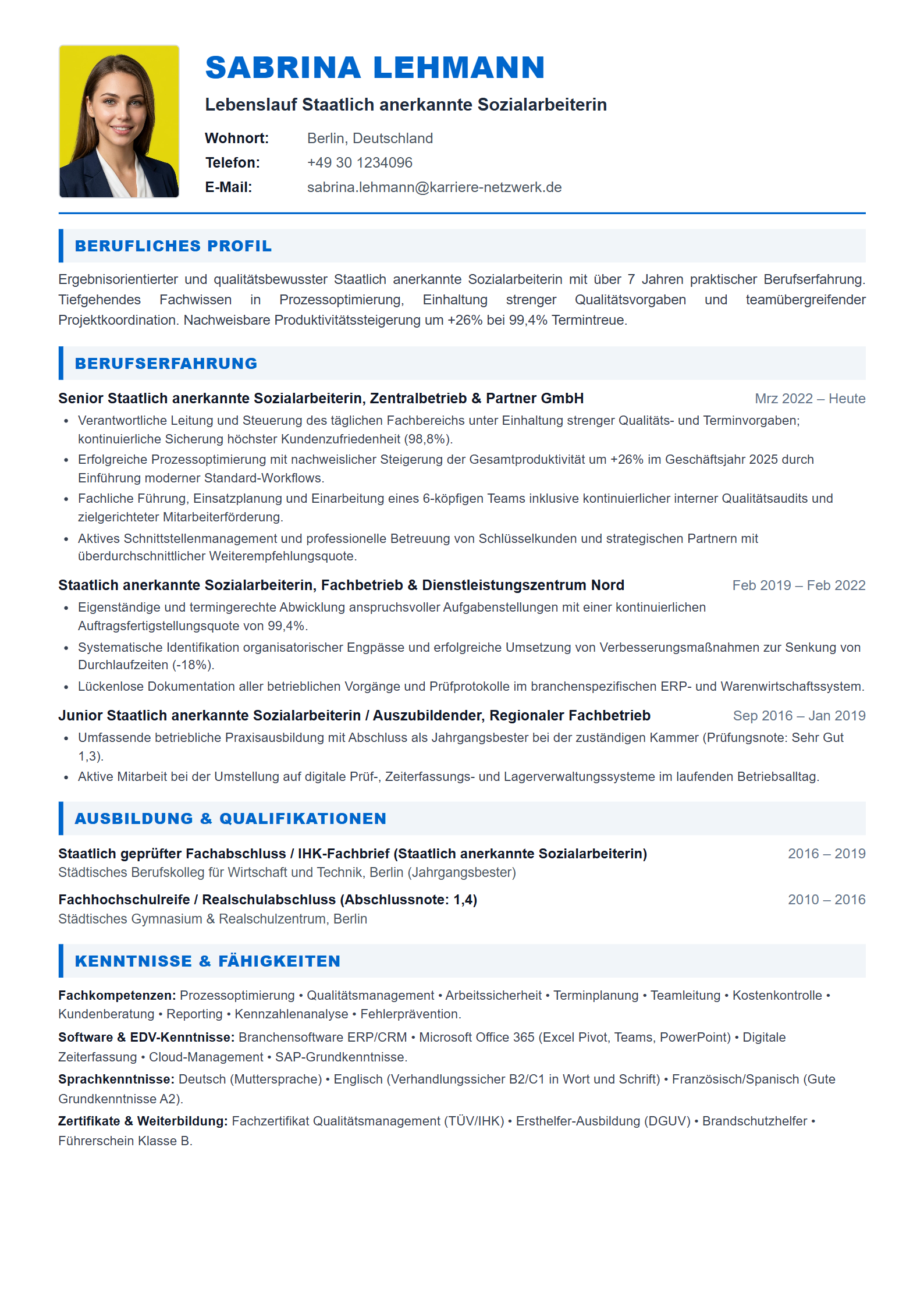 Staatlich anerkannte Sozialarbeiterin Resume Example