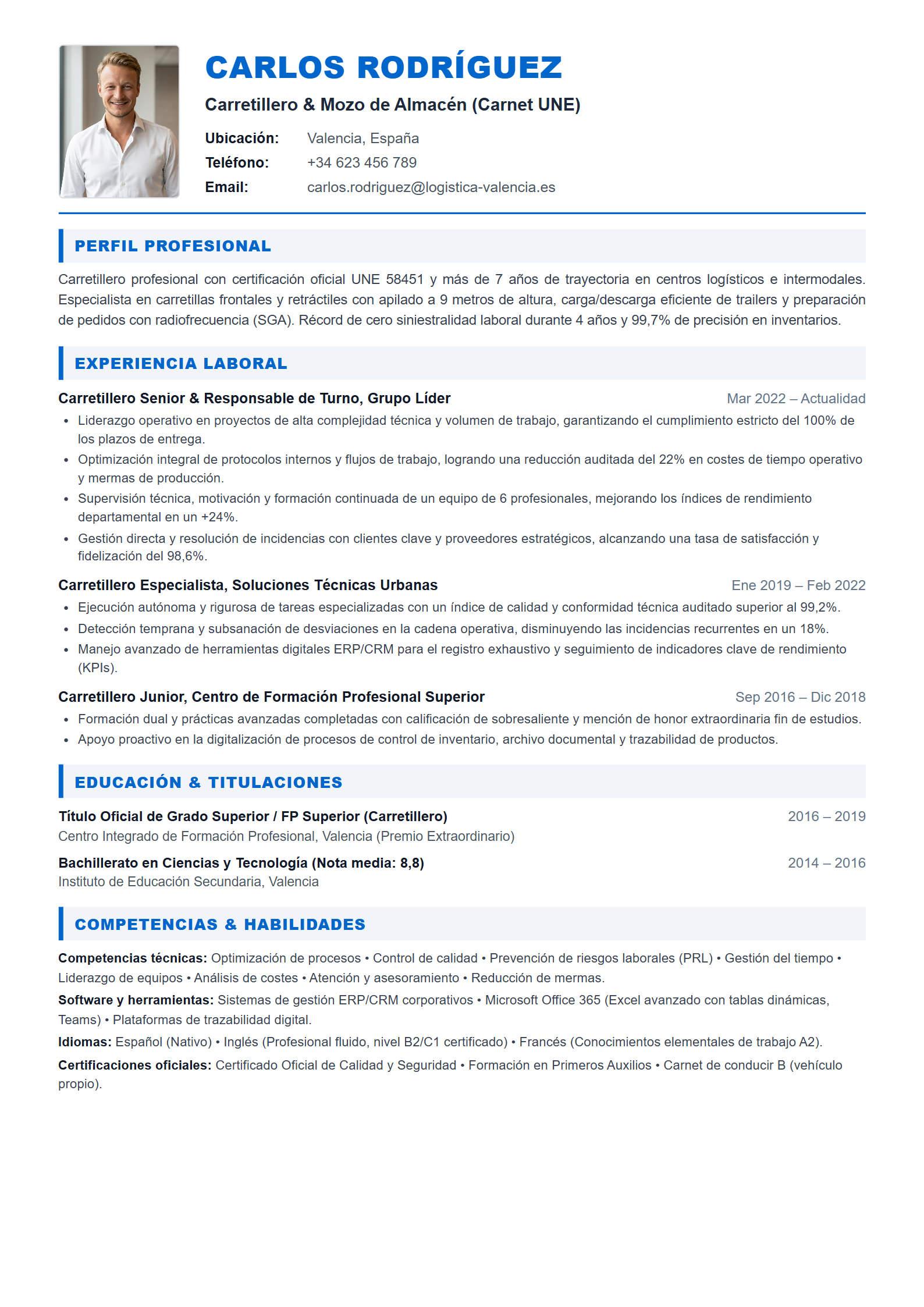 Modelo de Curriculum Carretillero