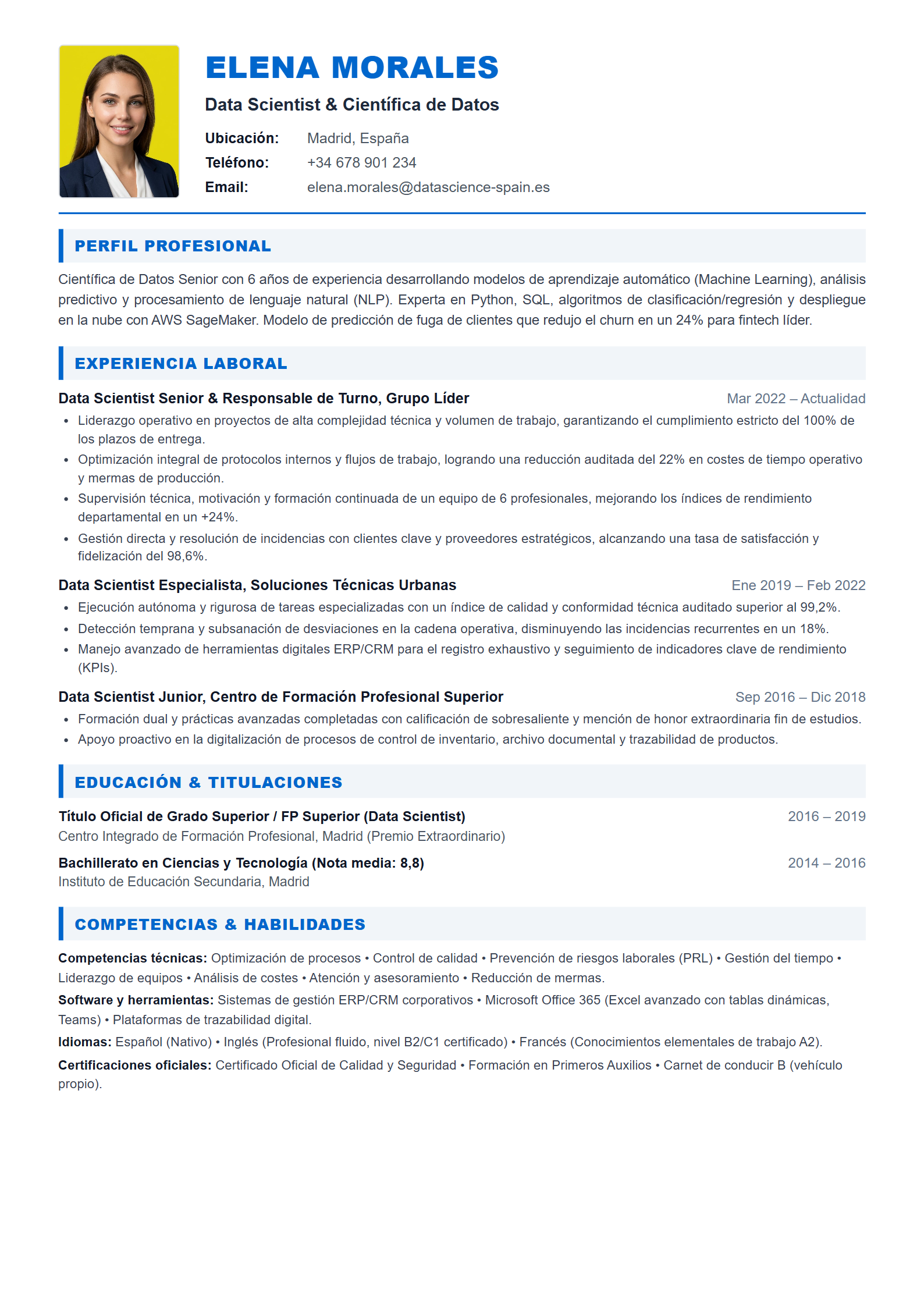 Modelo de Curriculum Data Scientist