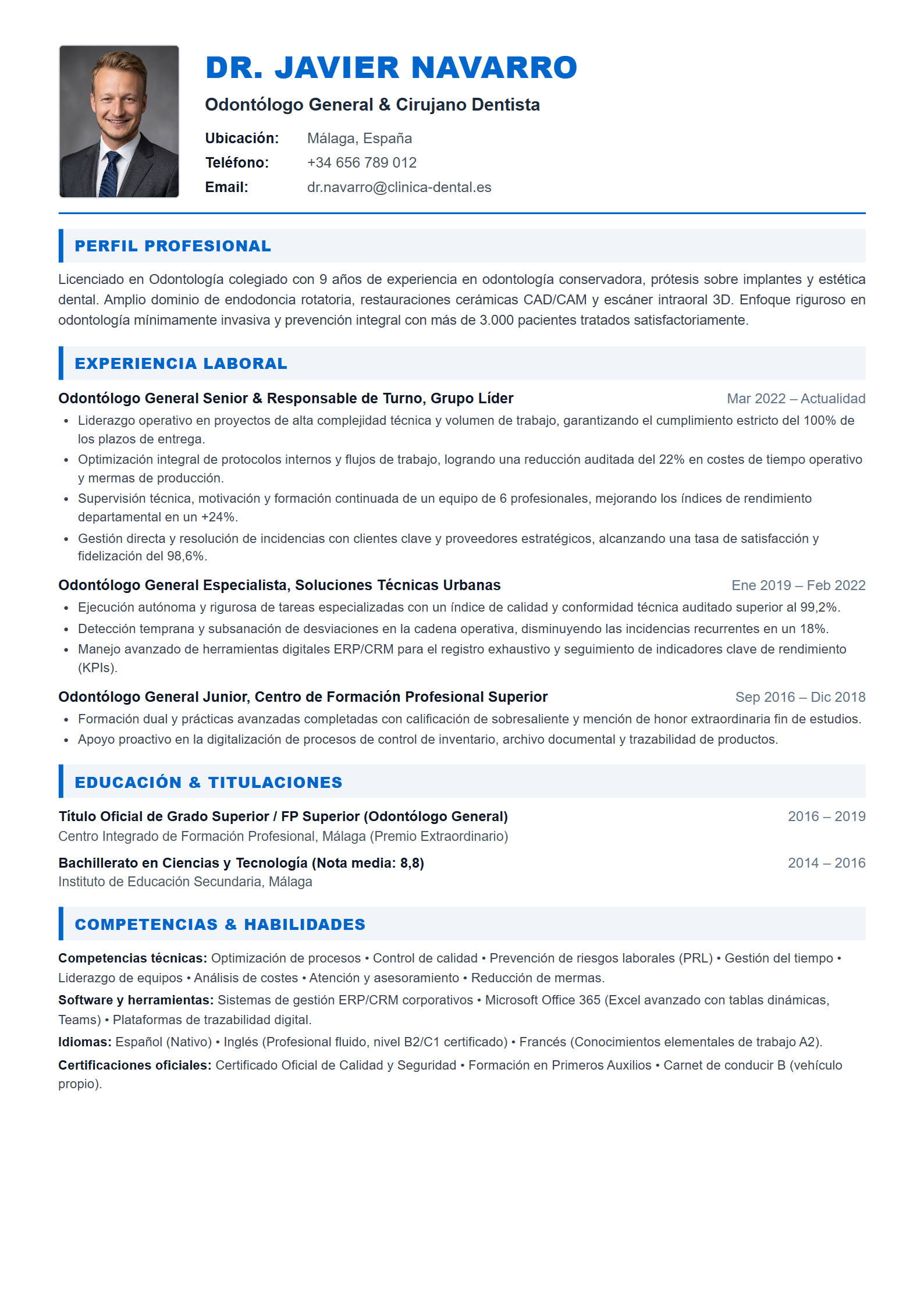 Modelo de Curriculum Odontólogo General