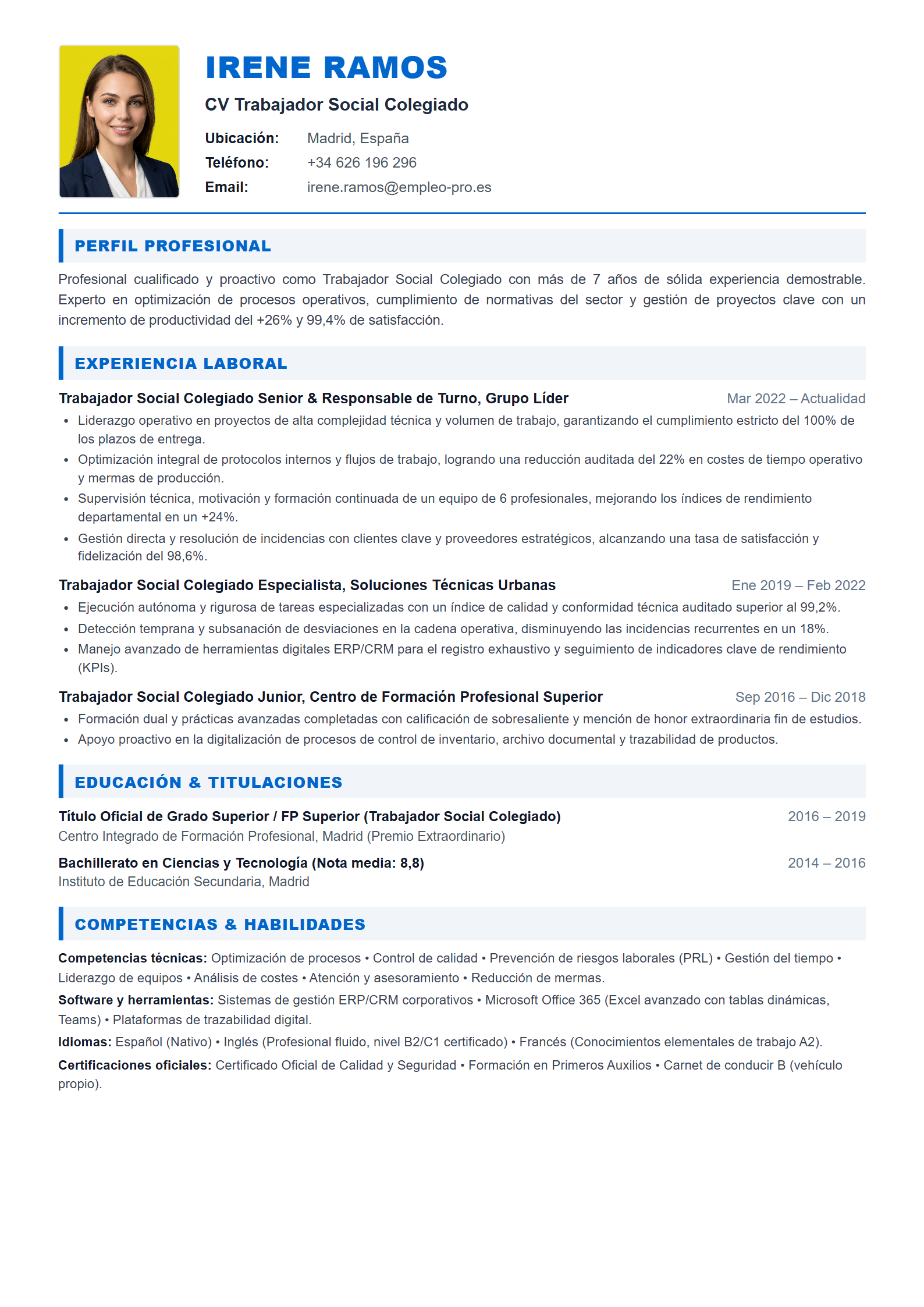 Trabajador Social Colegiado Resume Example