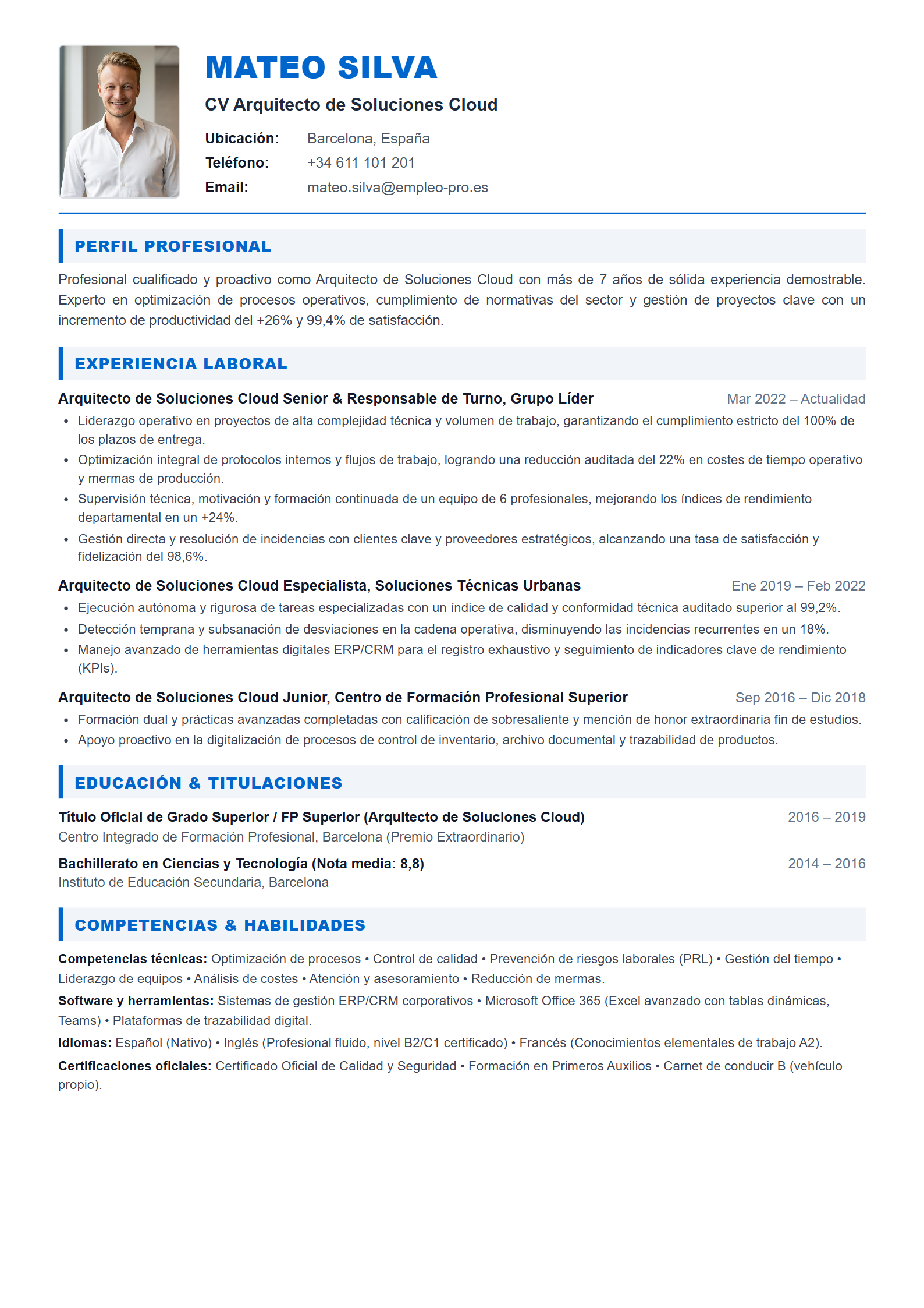 Arquitecto de Soluciones Cloud Resume Example