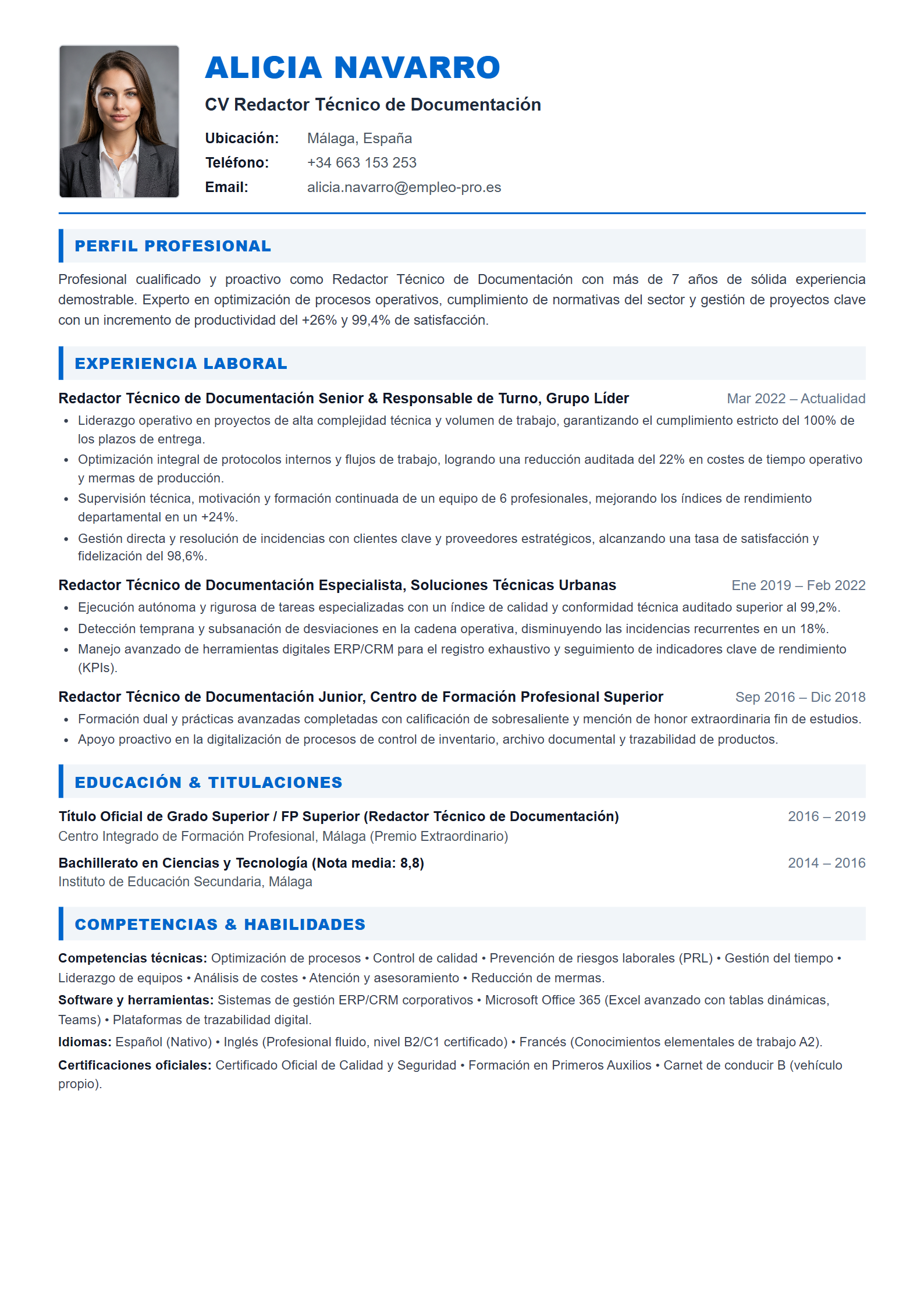 Redactor Técnico de Documentación Resume Example