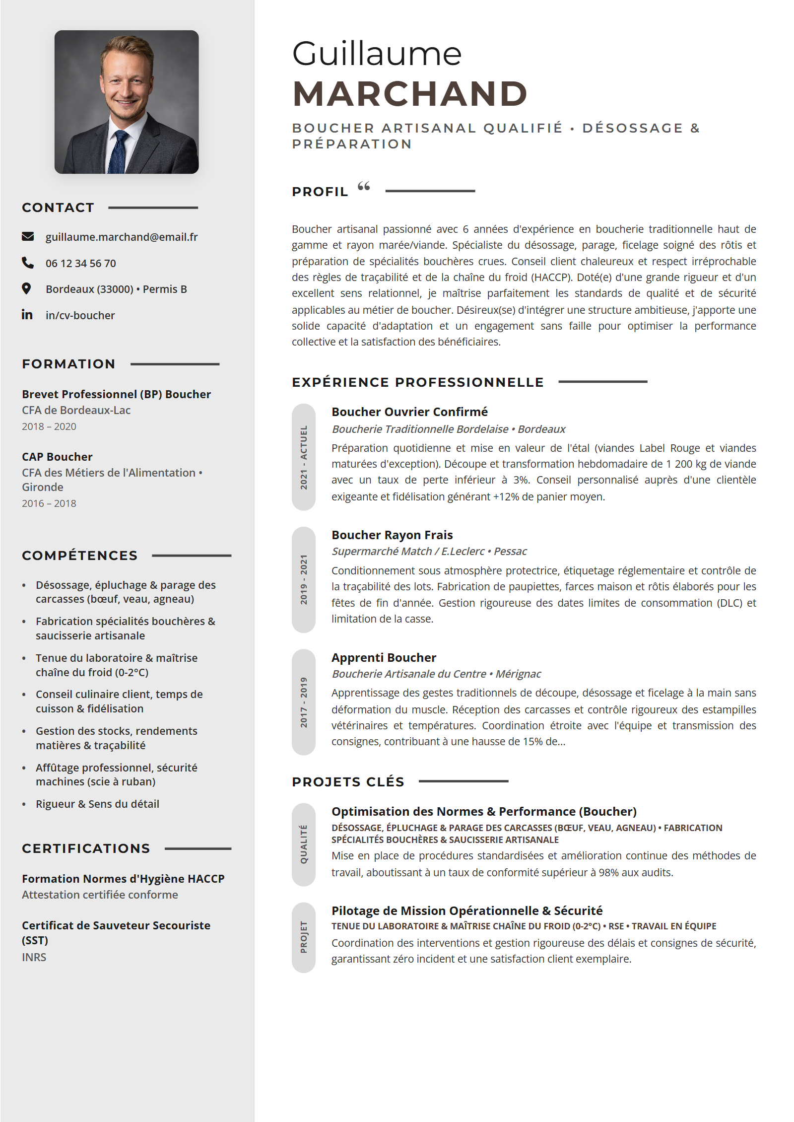 Exemple de CV Boucher