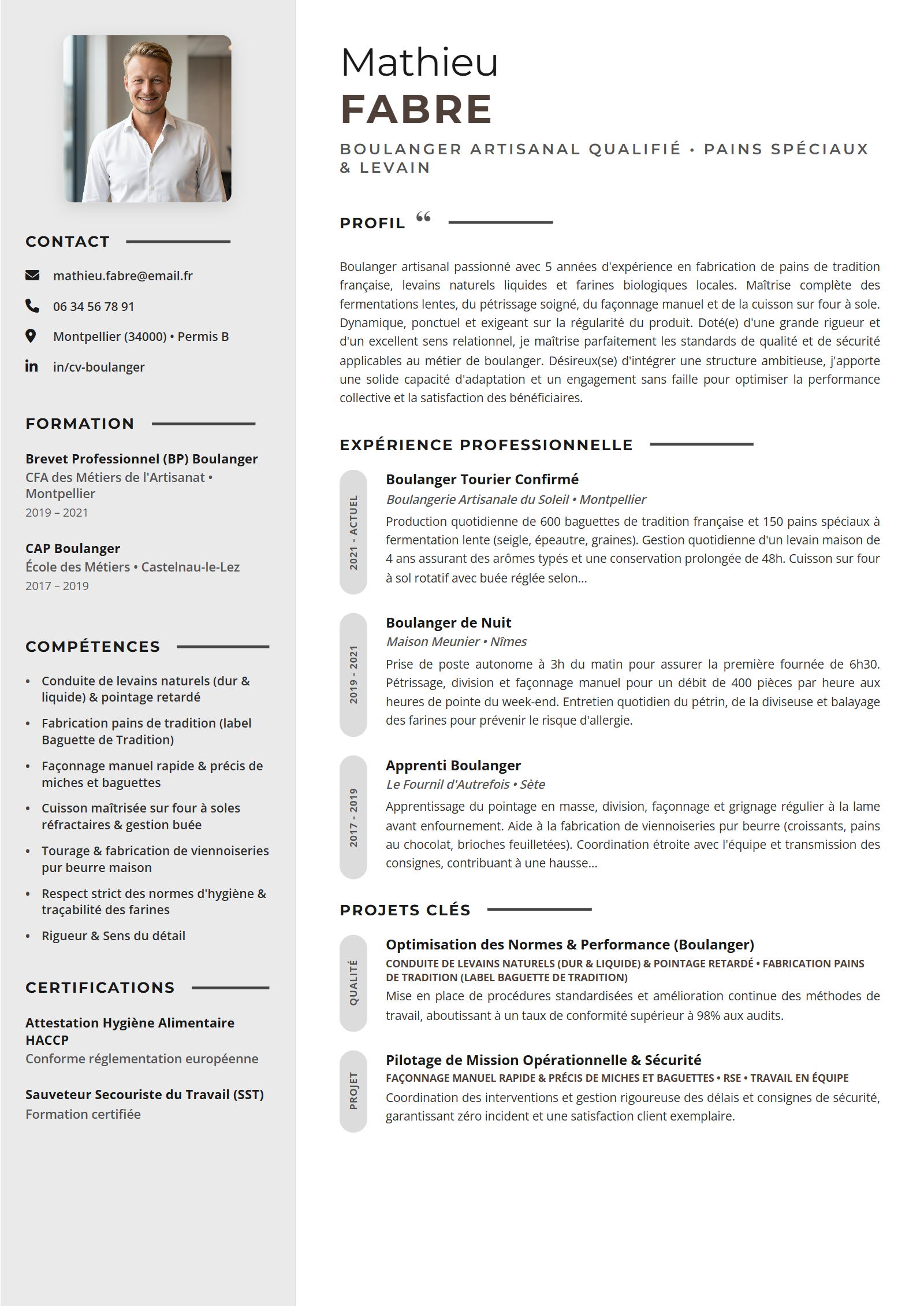 Exemple de CV Boulanger
