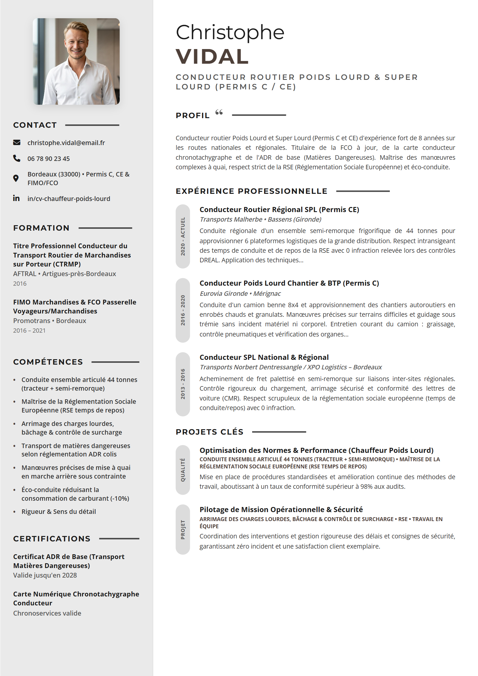 Exemple de CV Chauffeur Poids Lourd