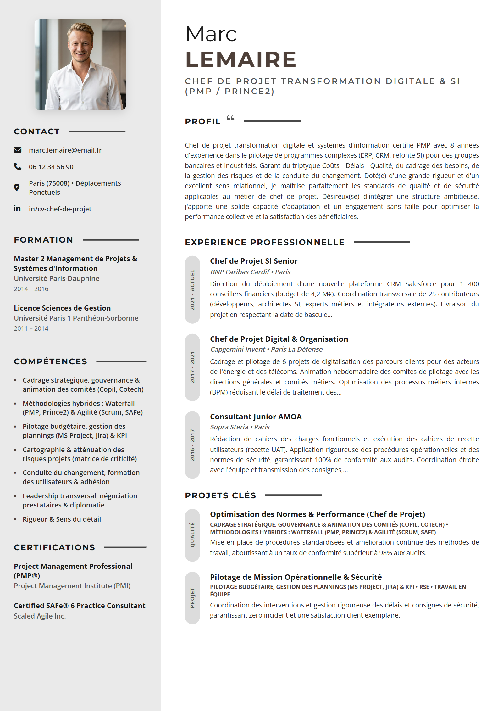 Exemple de CV Chef de Projet