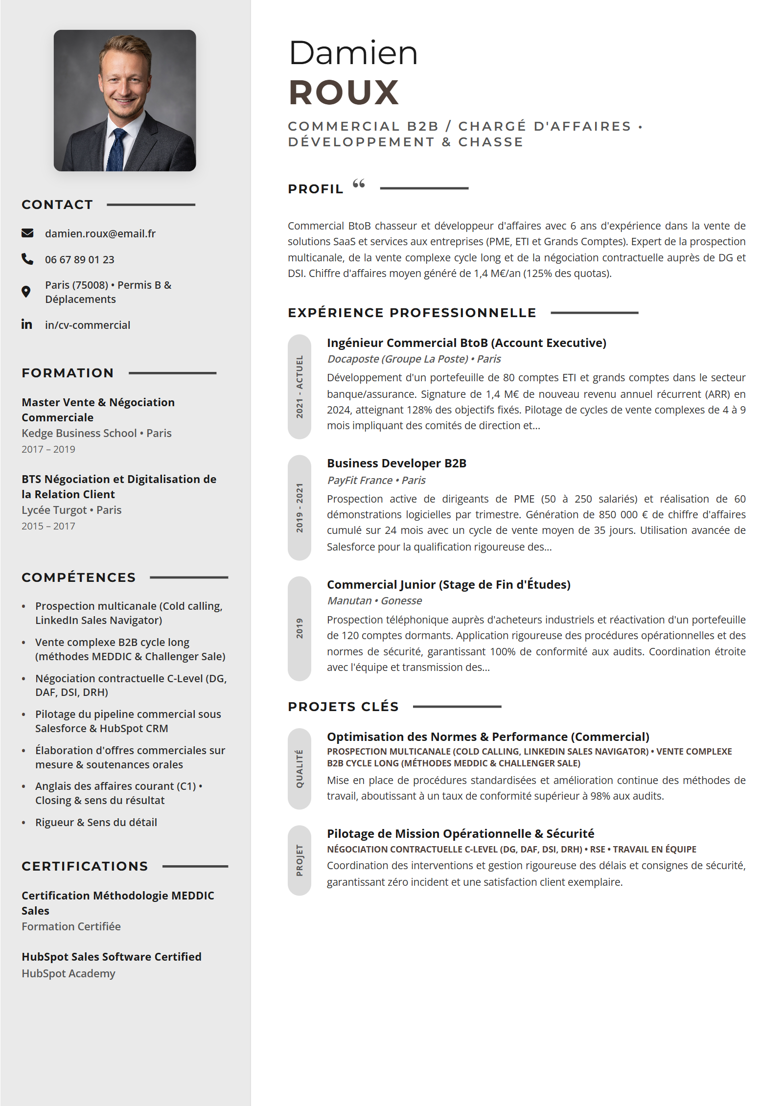 Exemple de CV Commercial