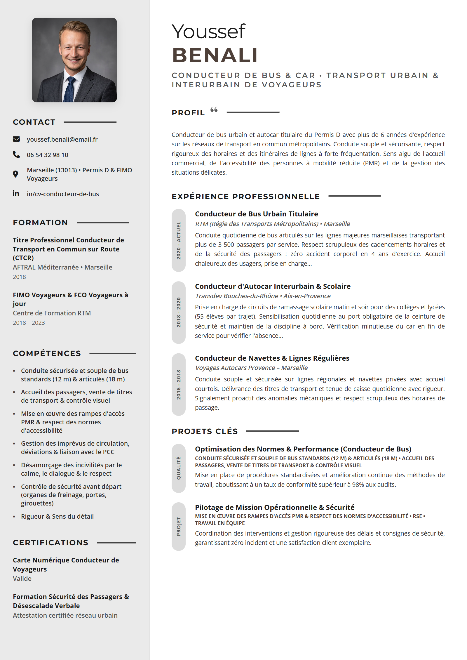 Exemple de CV Conducteur de Bus