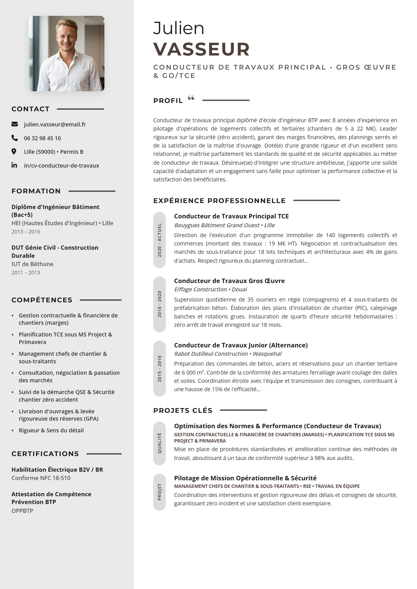 Exemple de CV Conducteur de Travaux