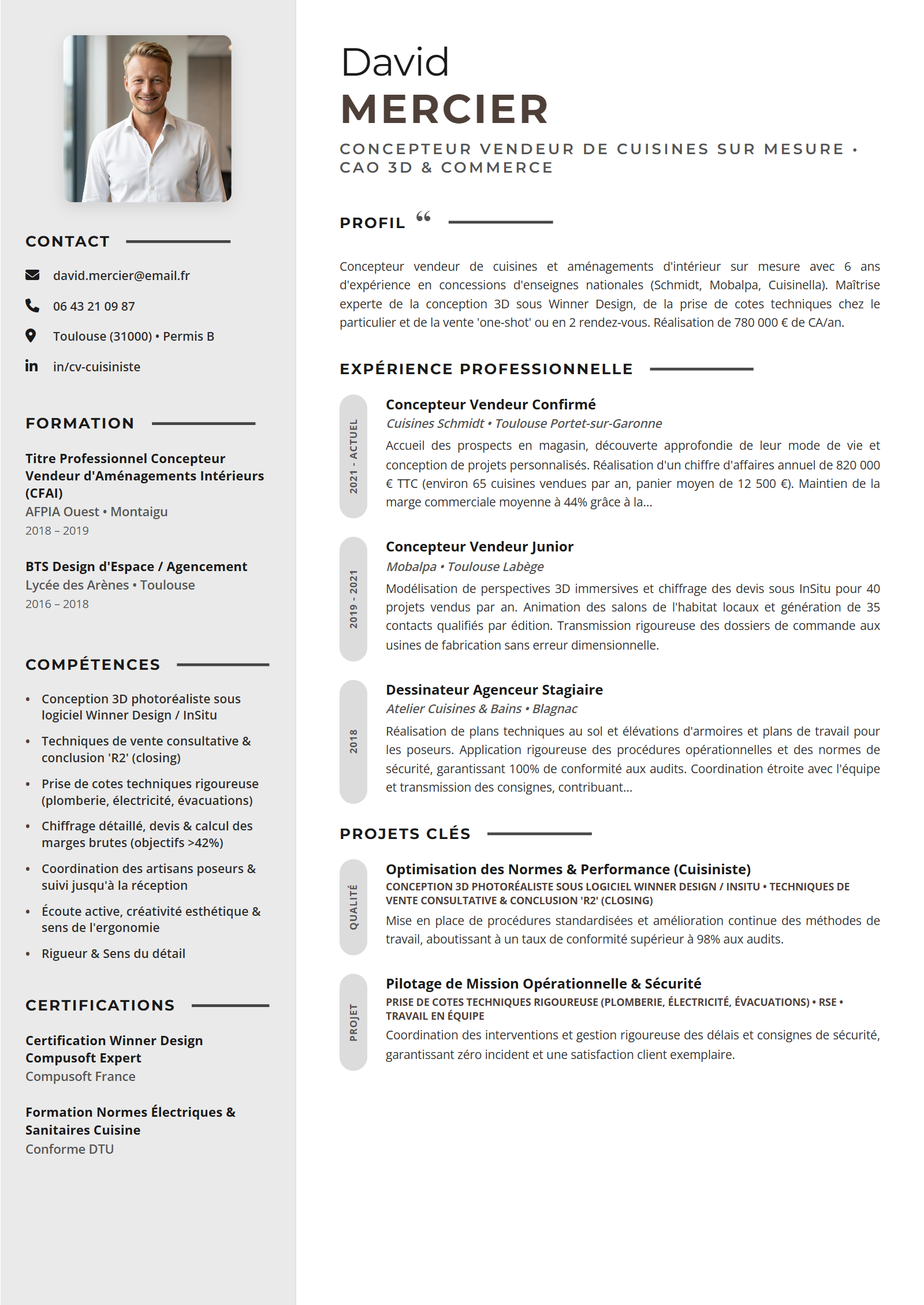 Exemple de CV Cuisiniste
