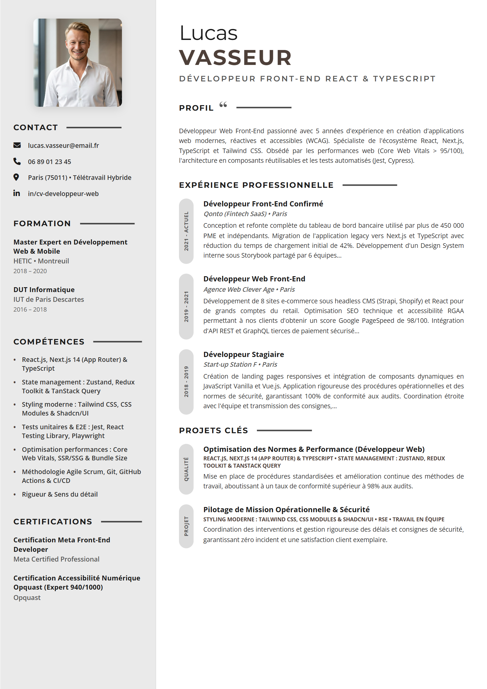 Exemple de CV Développeur Web
