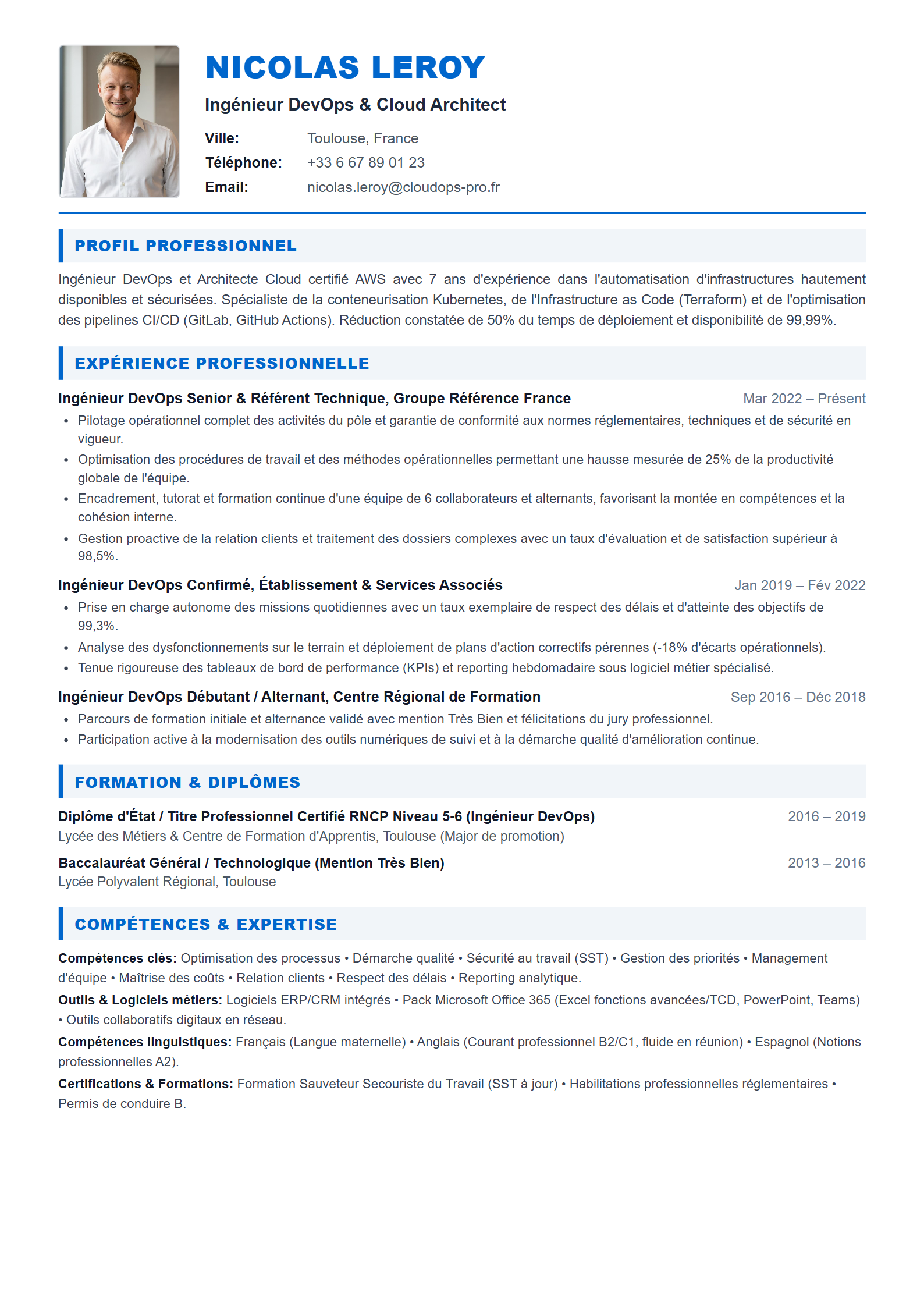 Modèle de CV Ingénieur DevOps