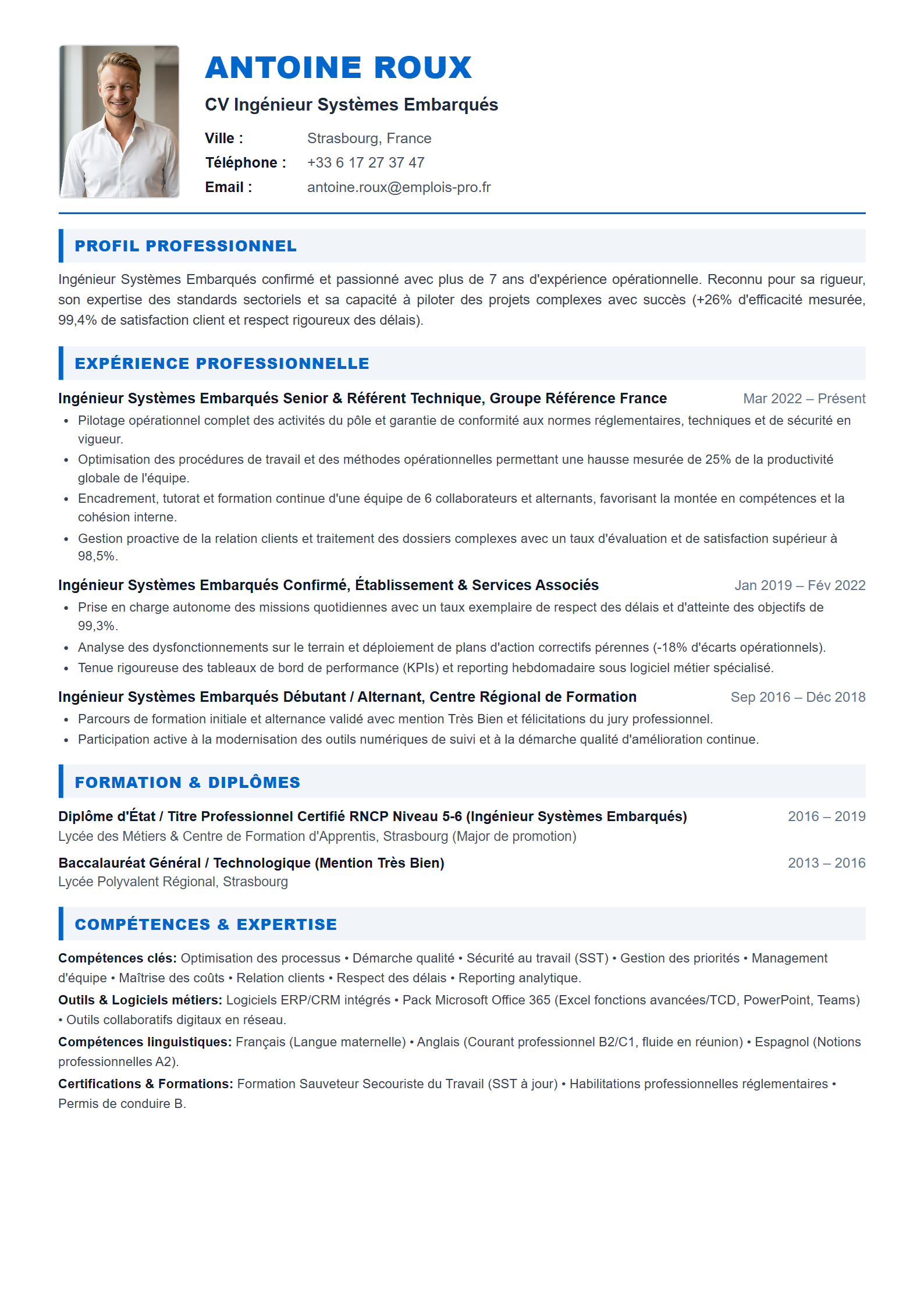 Ingénieur Systèmes Embarqués Resume Example
