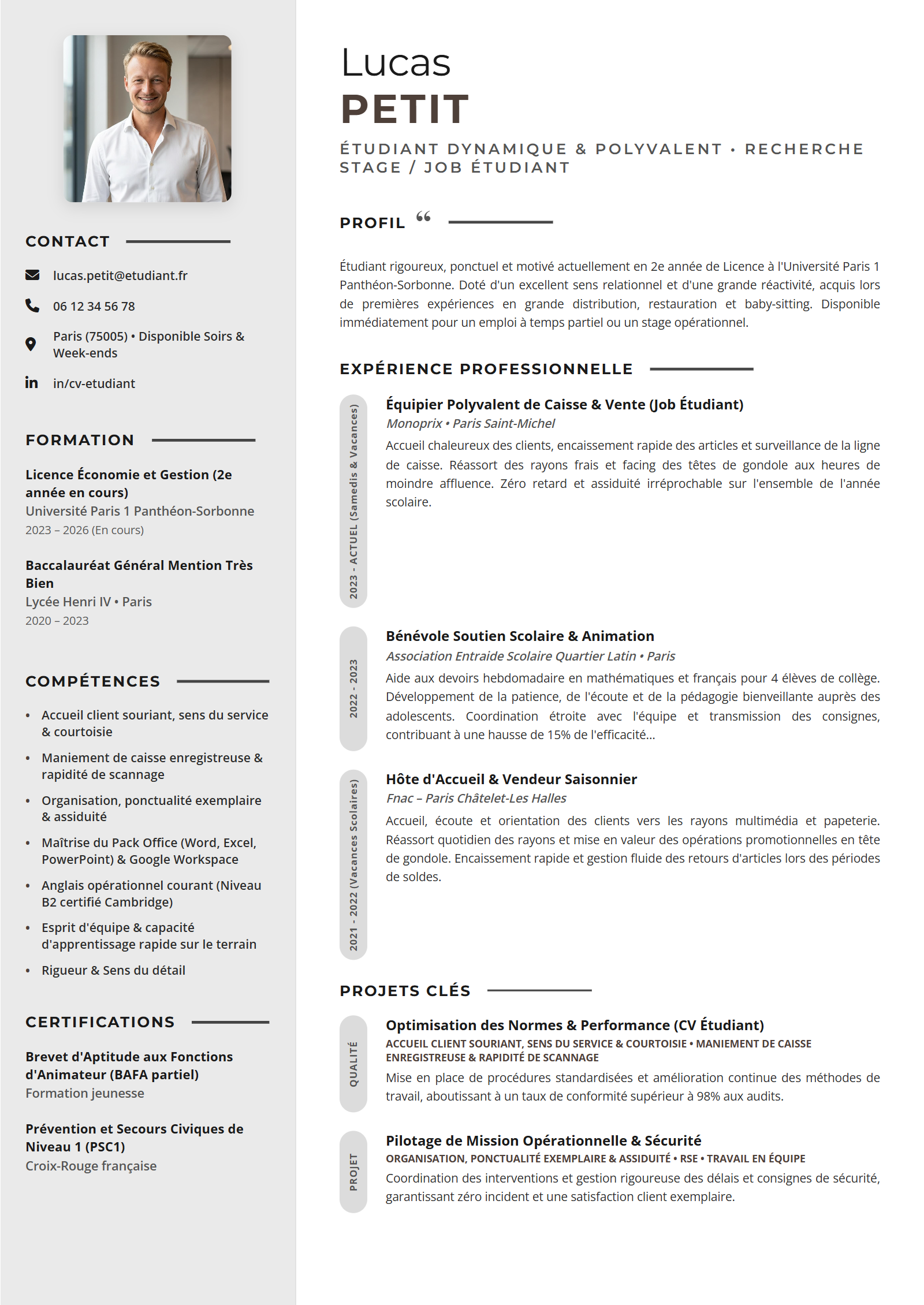 Exemple de CV CV Étudiant