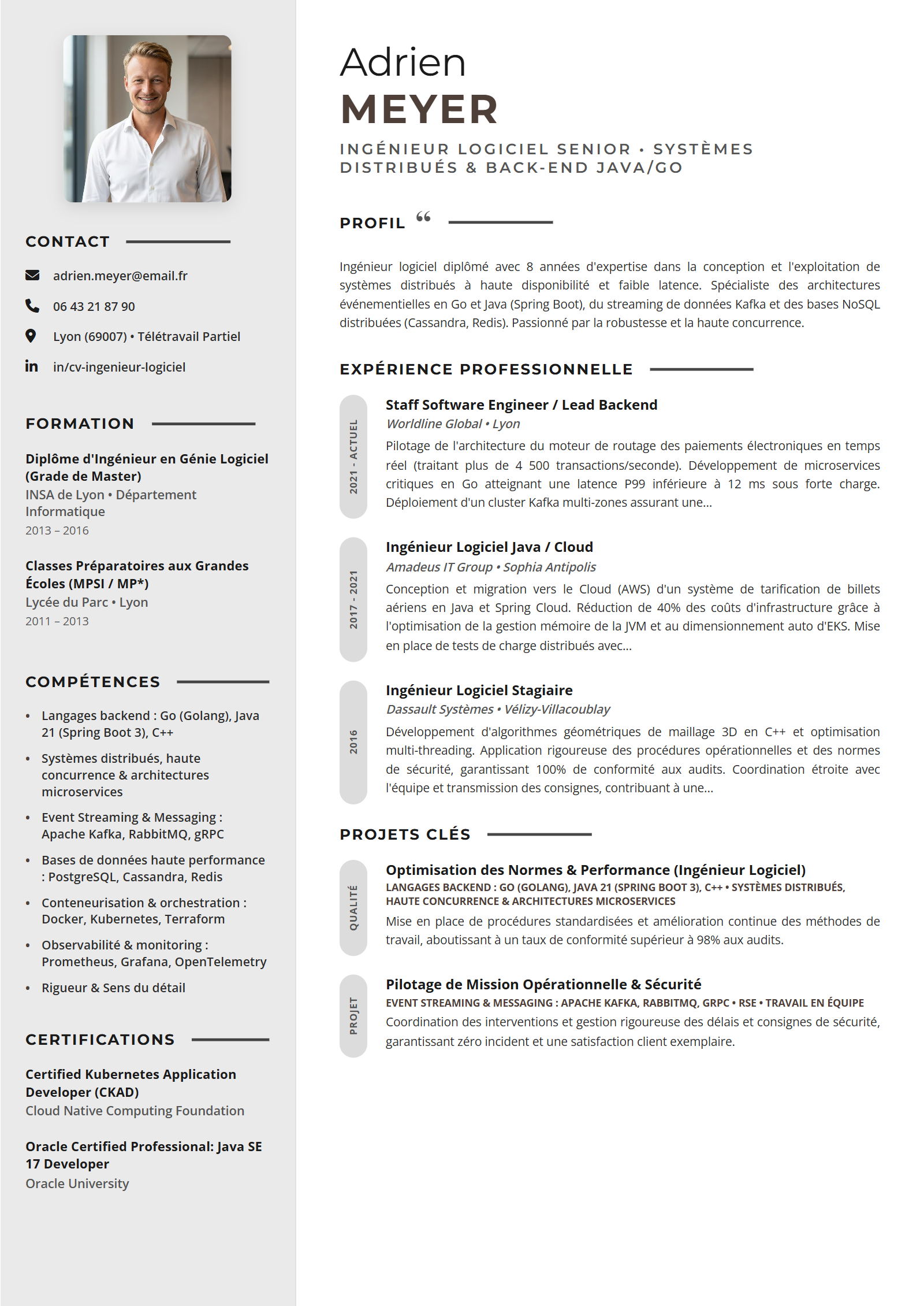 Exemple de CV Ingénieur Logiciel