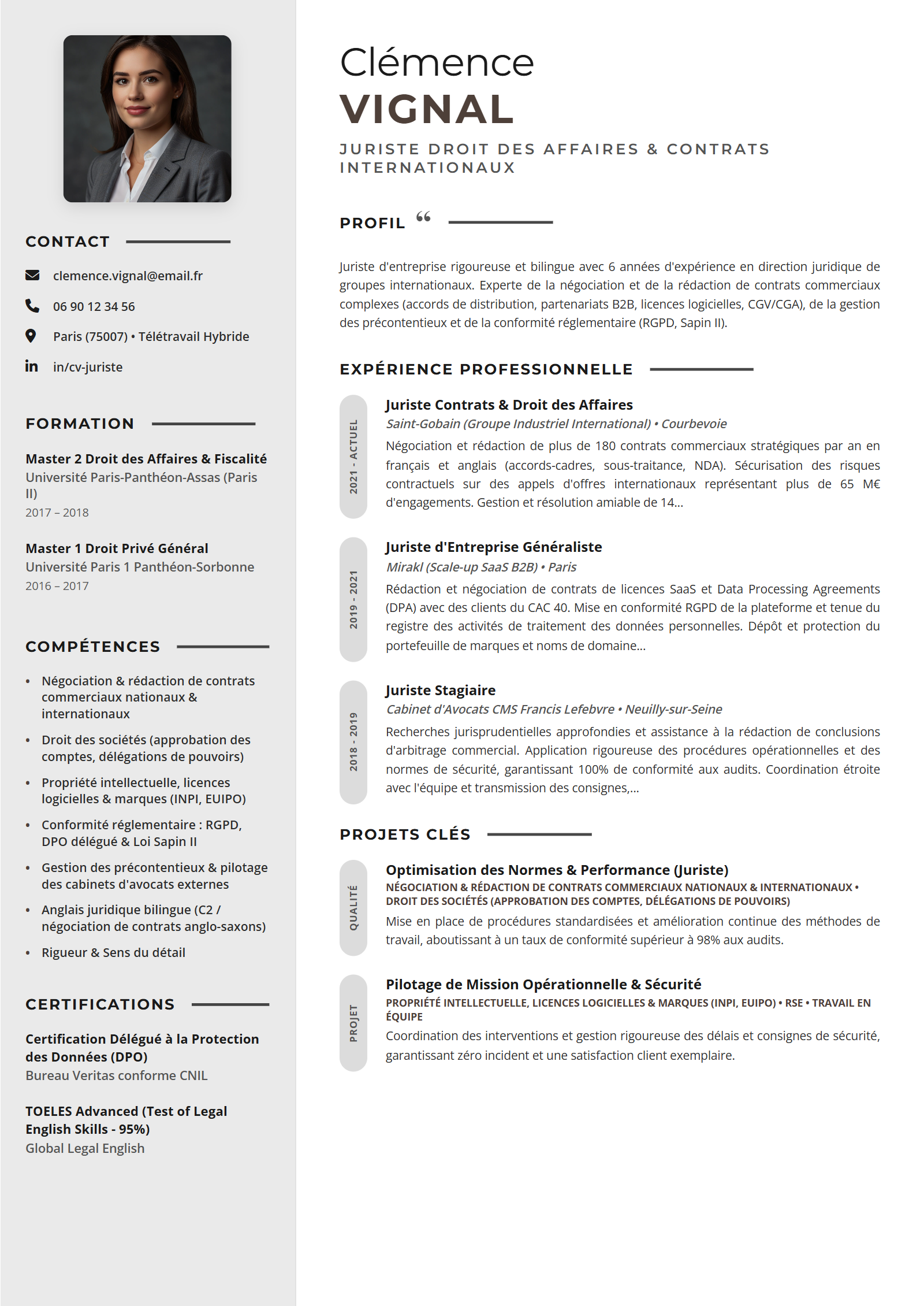 Exemple de CV Juriste (Modèle Professionnel - Format A4)