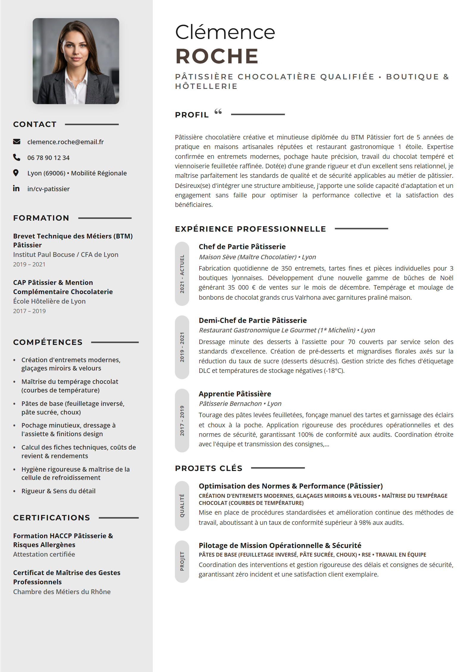 Exemple de CV Pâtissier