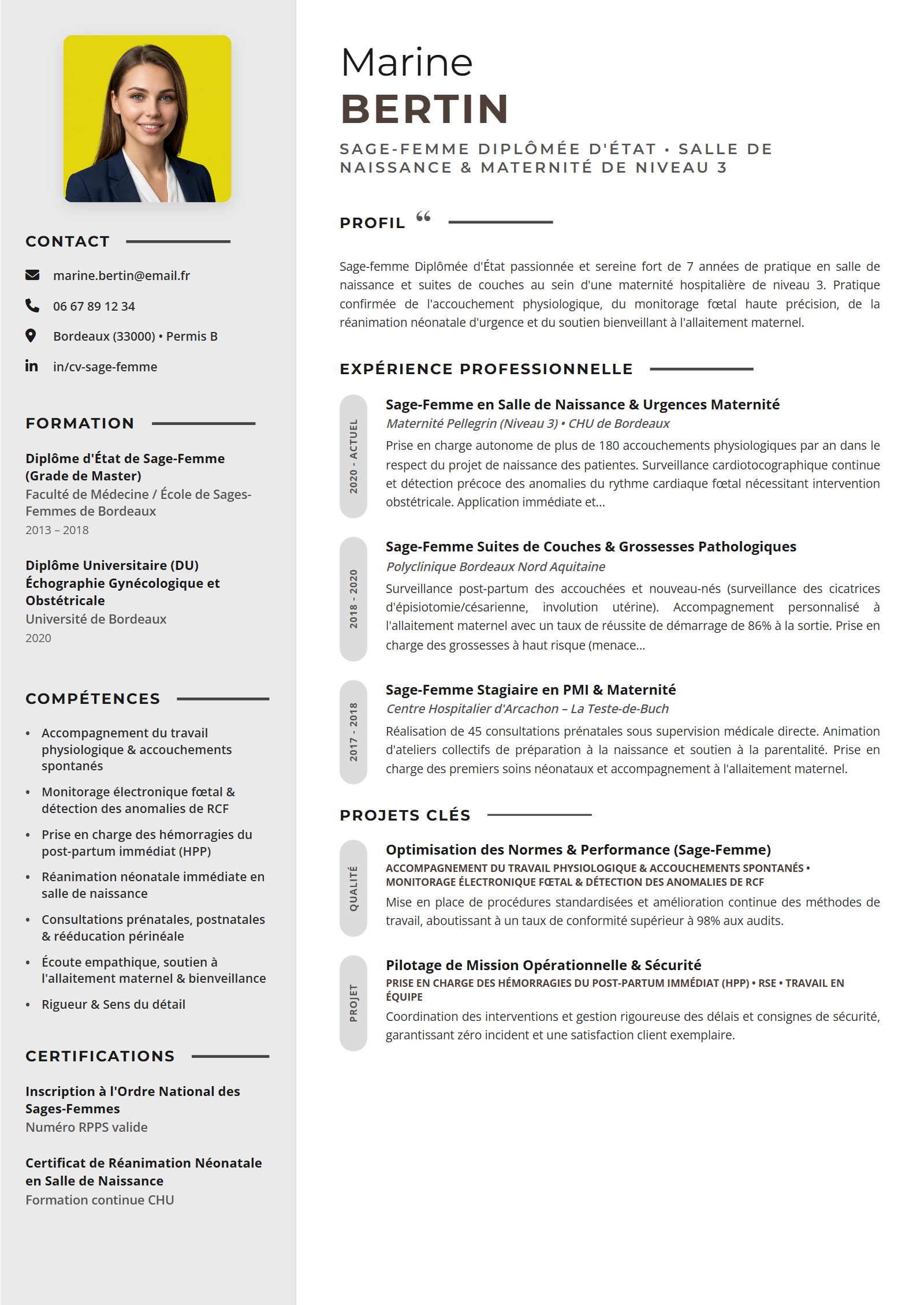 Exemple de CV Sage-Femme