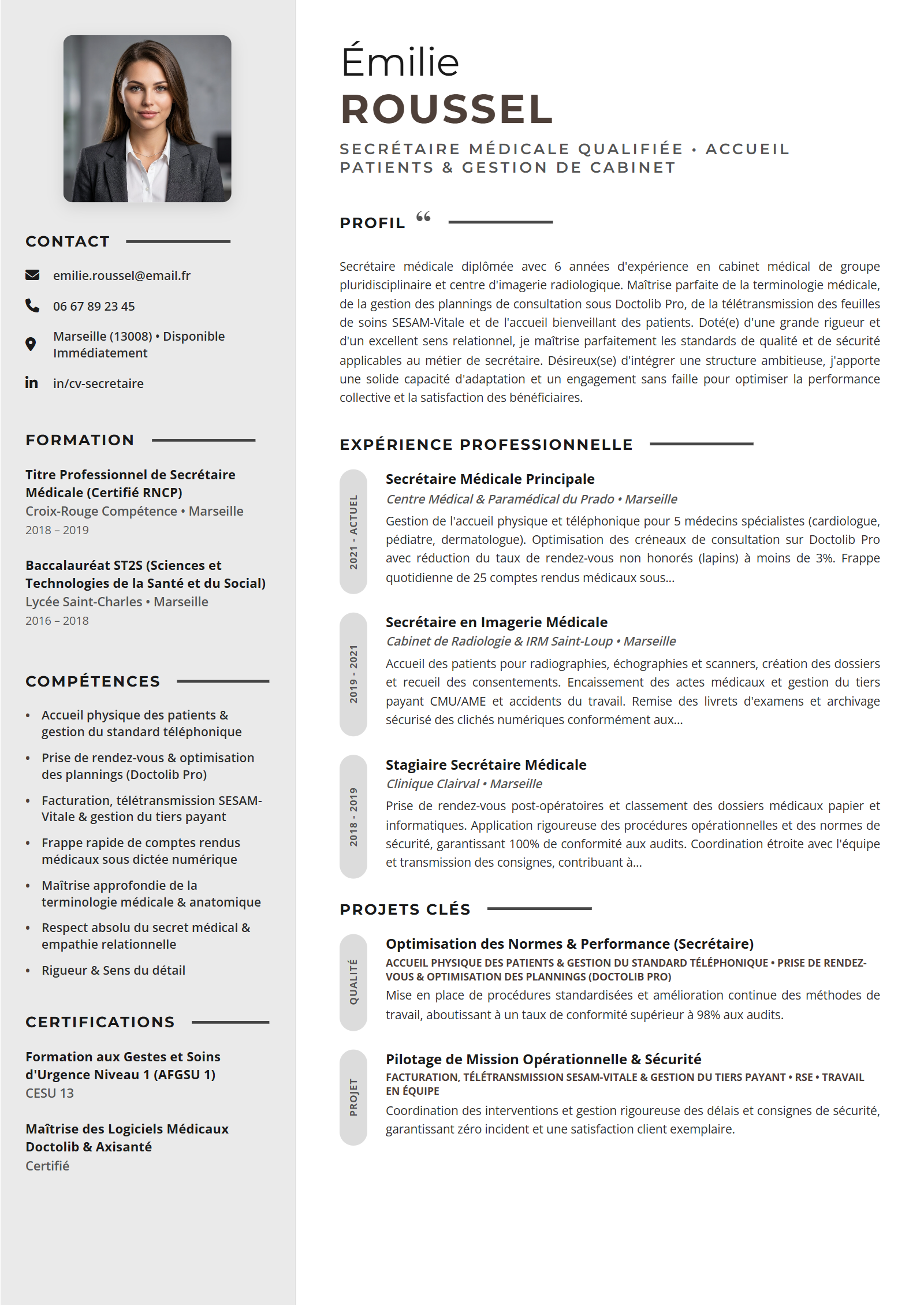 Exemple de CV Secrétaire