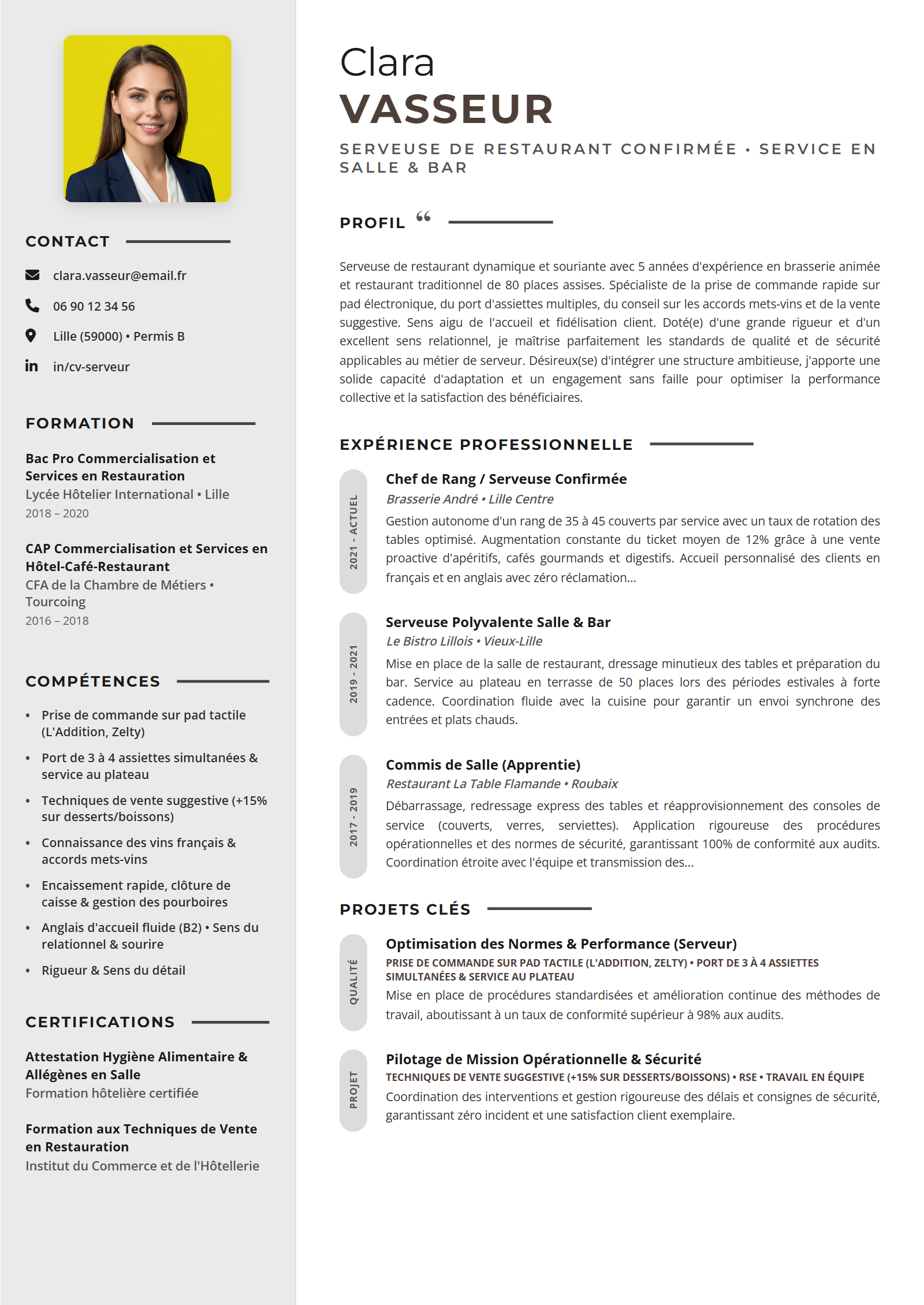 Exemple de CV Serveur