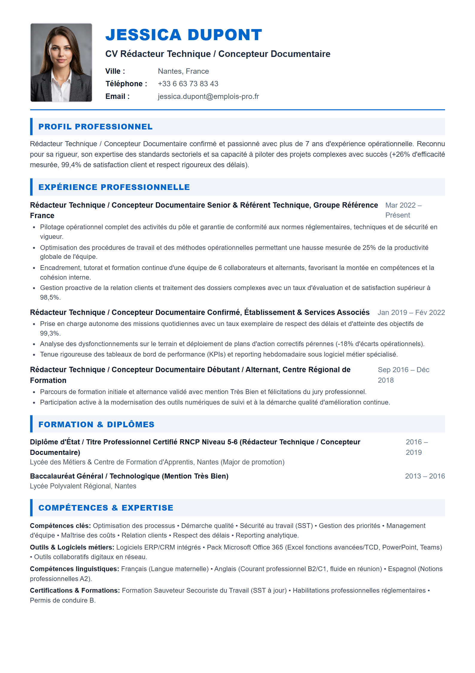 Rédacteur Technique / Concepteur Documentaire Resume Example