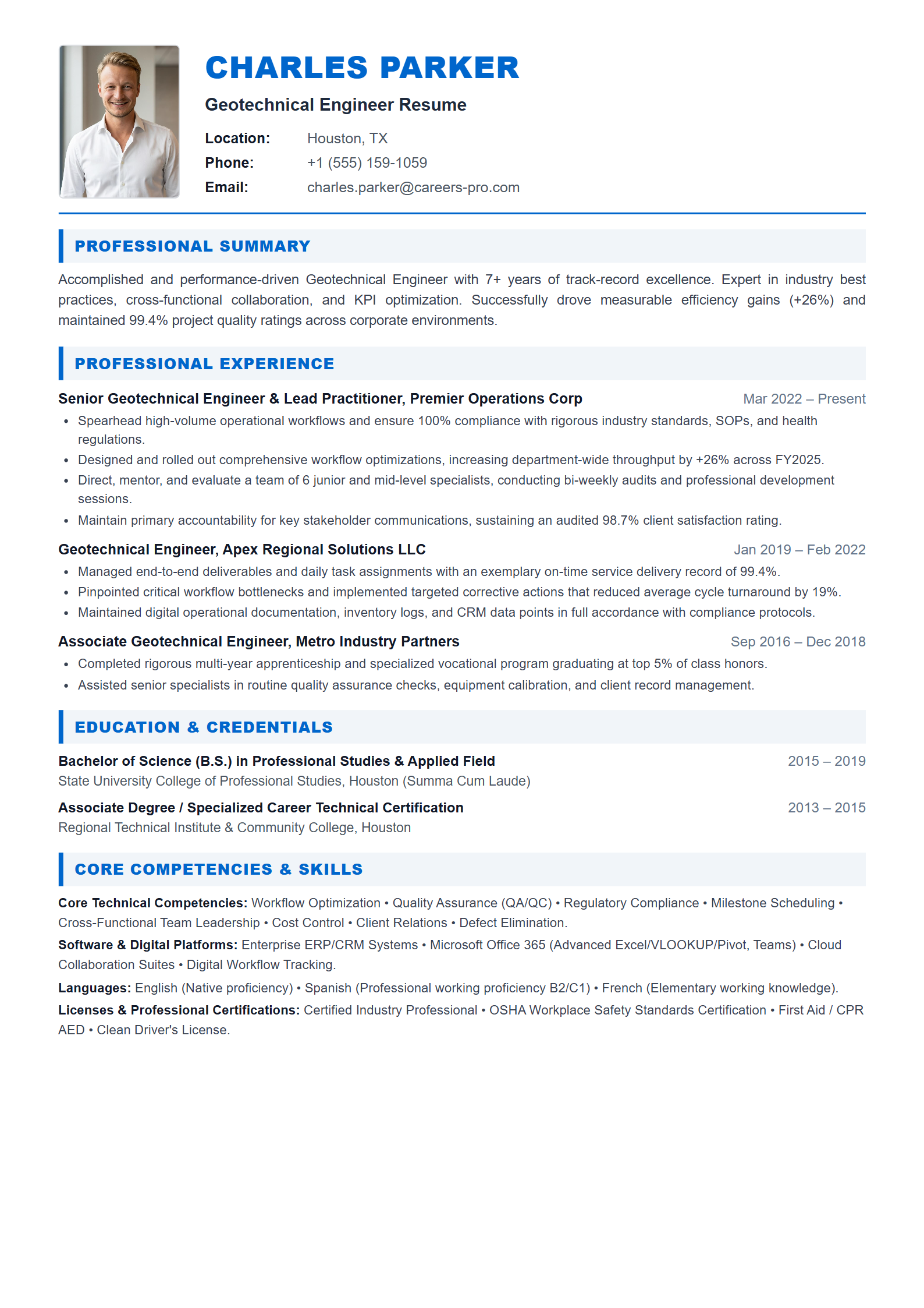 Geotechnical Engineer Resume Example