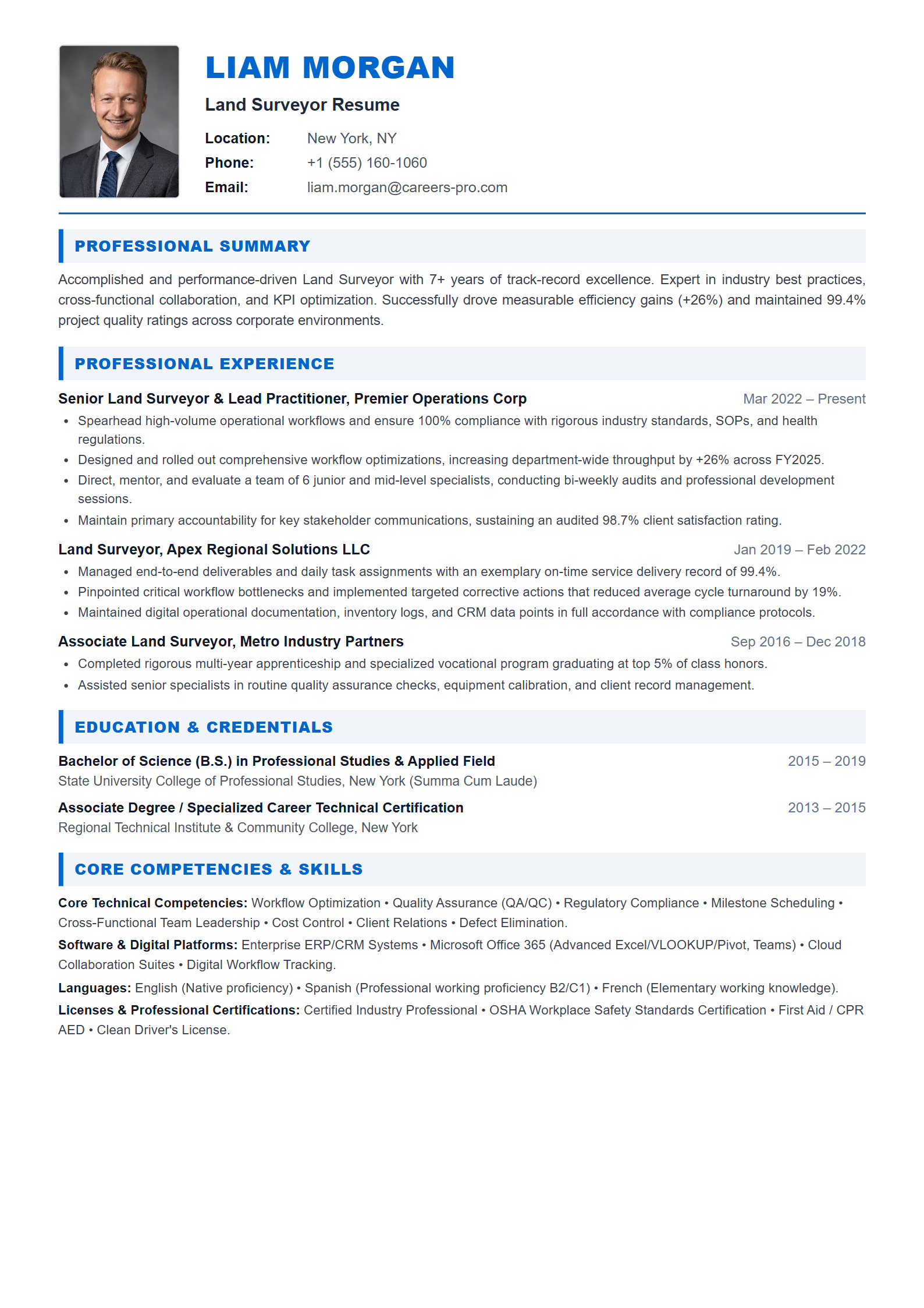 Land Surveyor Resume Example