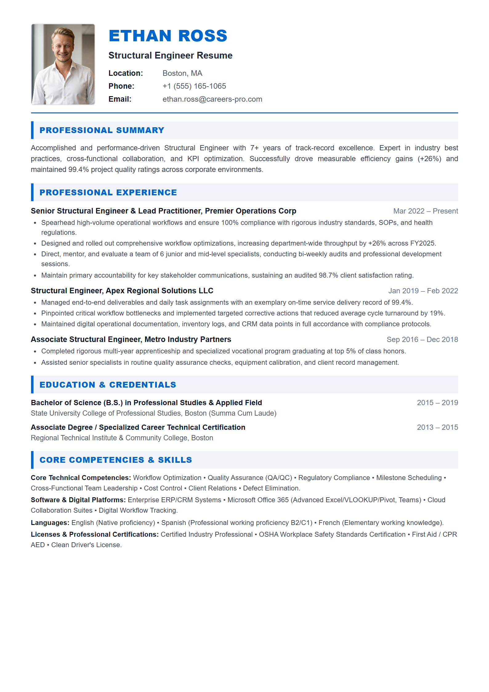Structural Engineer Resume Example