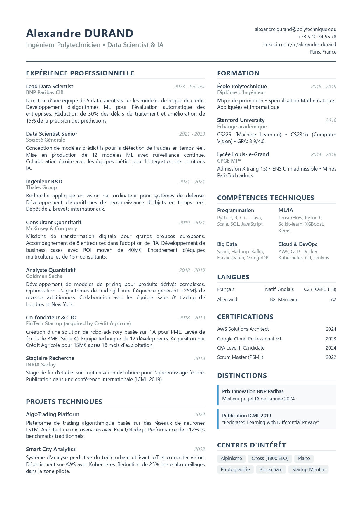 Modèle de CV moderne sans photo numéro 10 par CVByAI