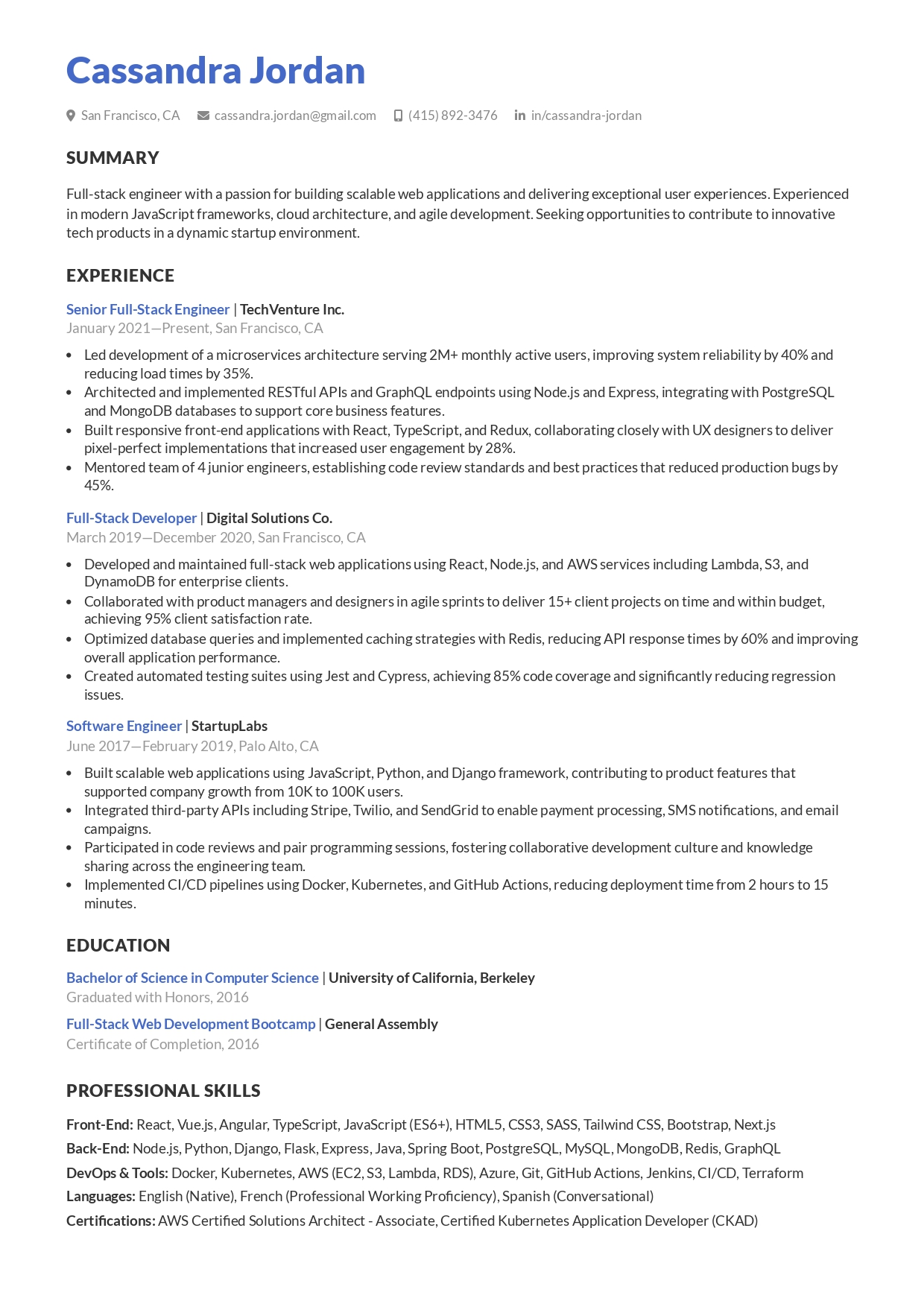 Modern and elegant resume template 101 by CVByAI