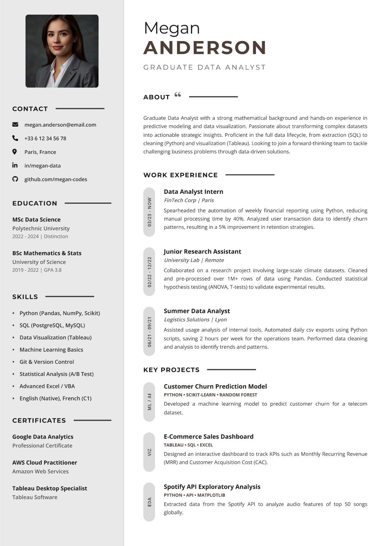 Classic professional resume template 103 by CVByAI