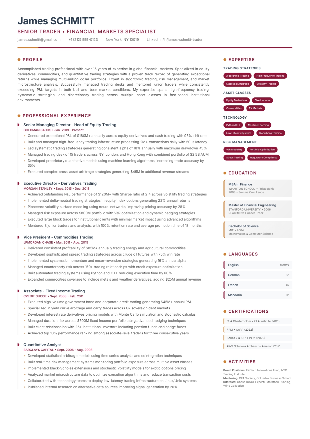 Minimalist and clean resume template 104 by CVByAI