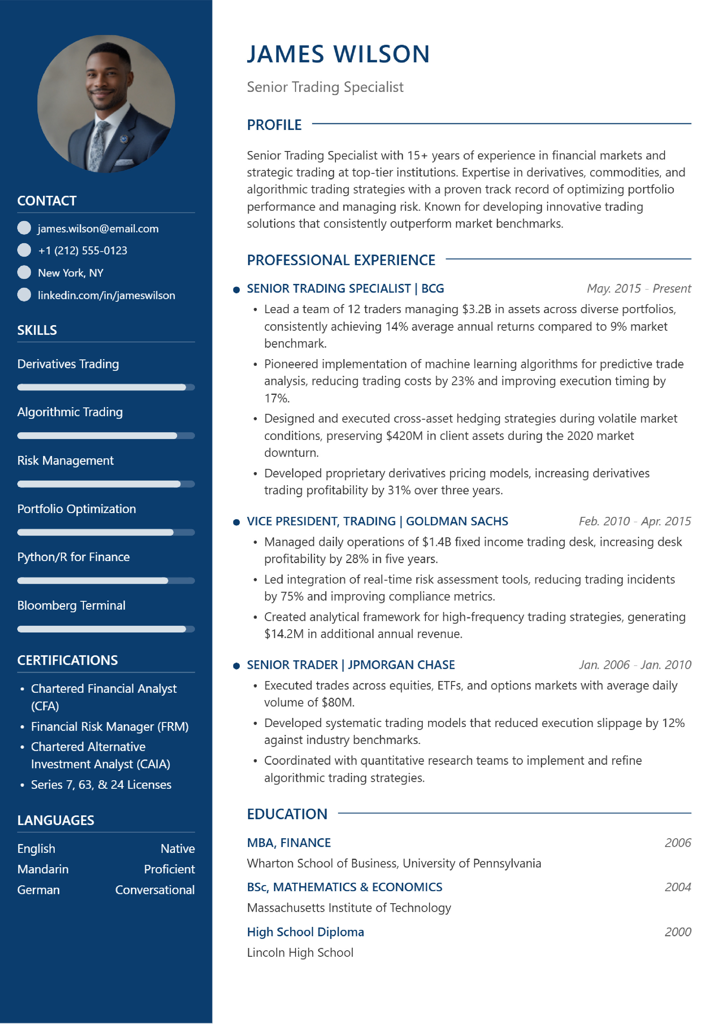Finance resume example for Toronto